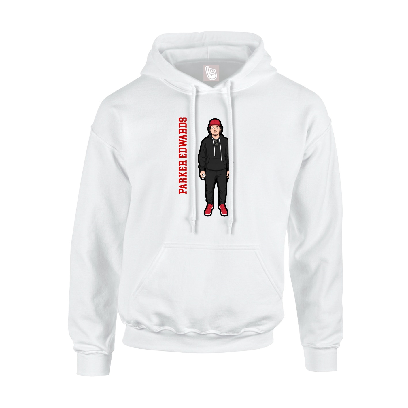 Youth Hoodie — Name Vertical in White