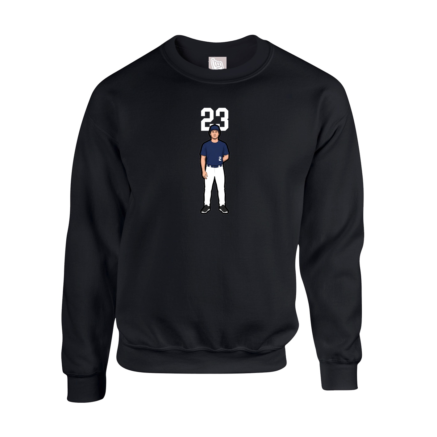 Fleece Crew — Number Top in Black
