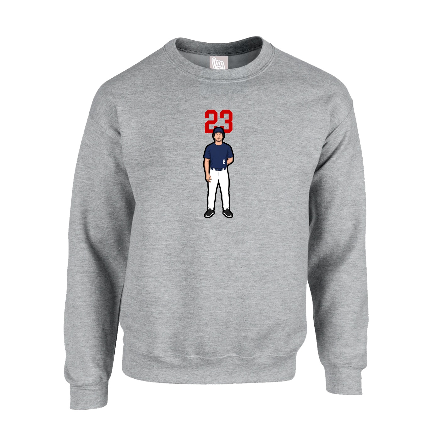 Fleece Crew — Number Top in Grey