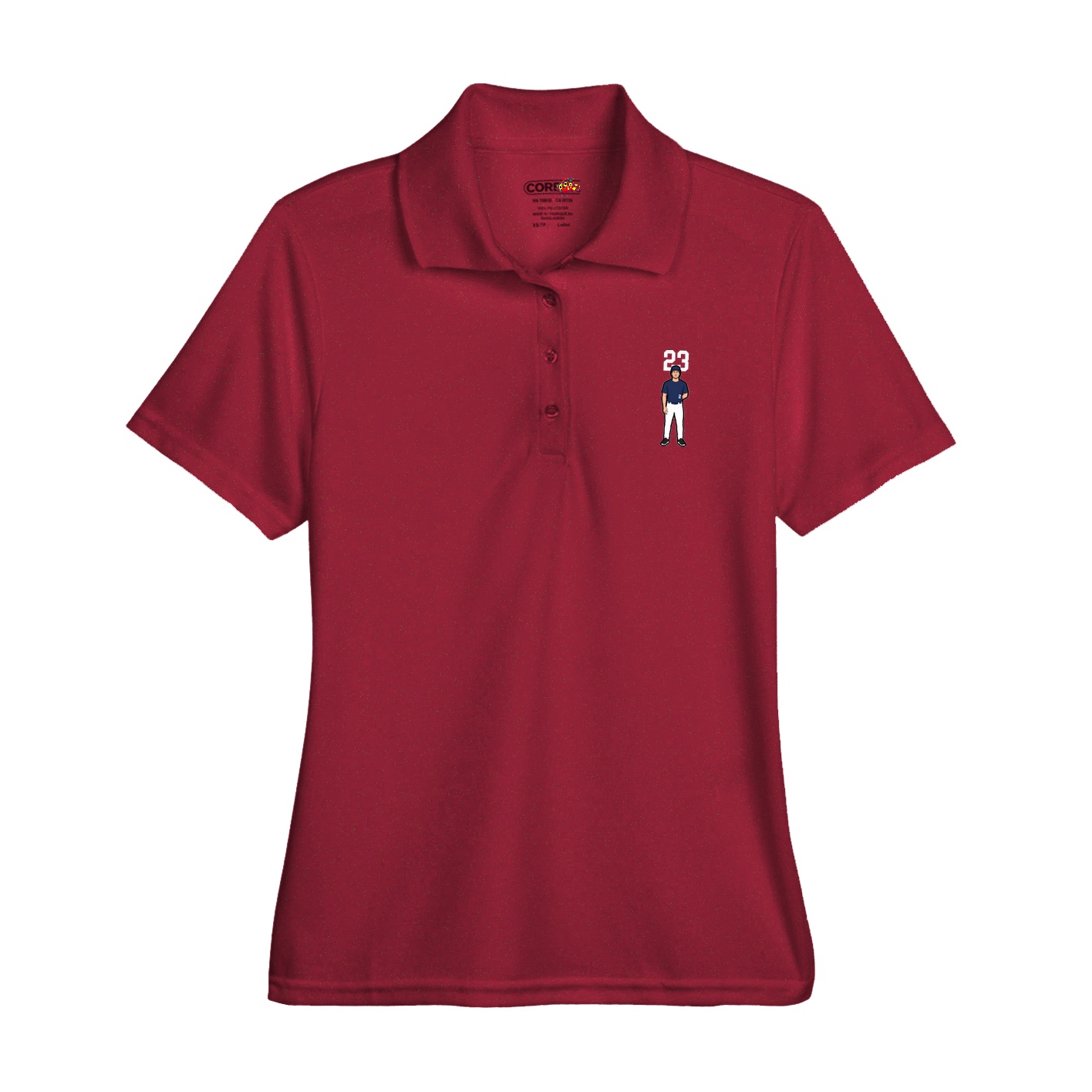 Womens Performance Polo — Number Top in Red