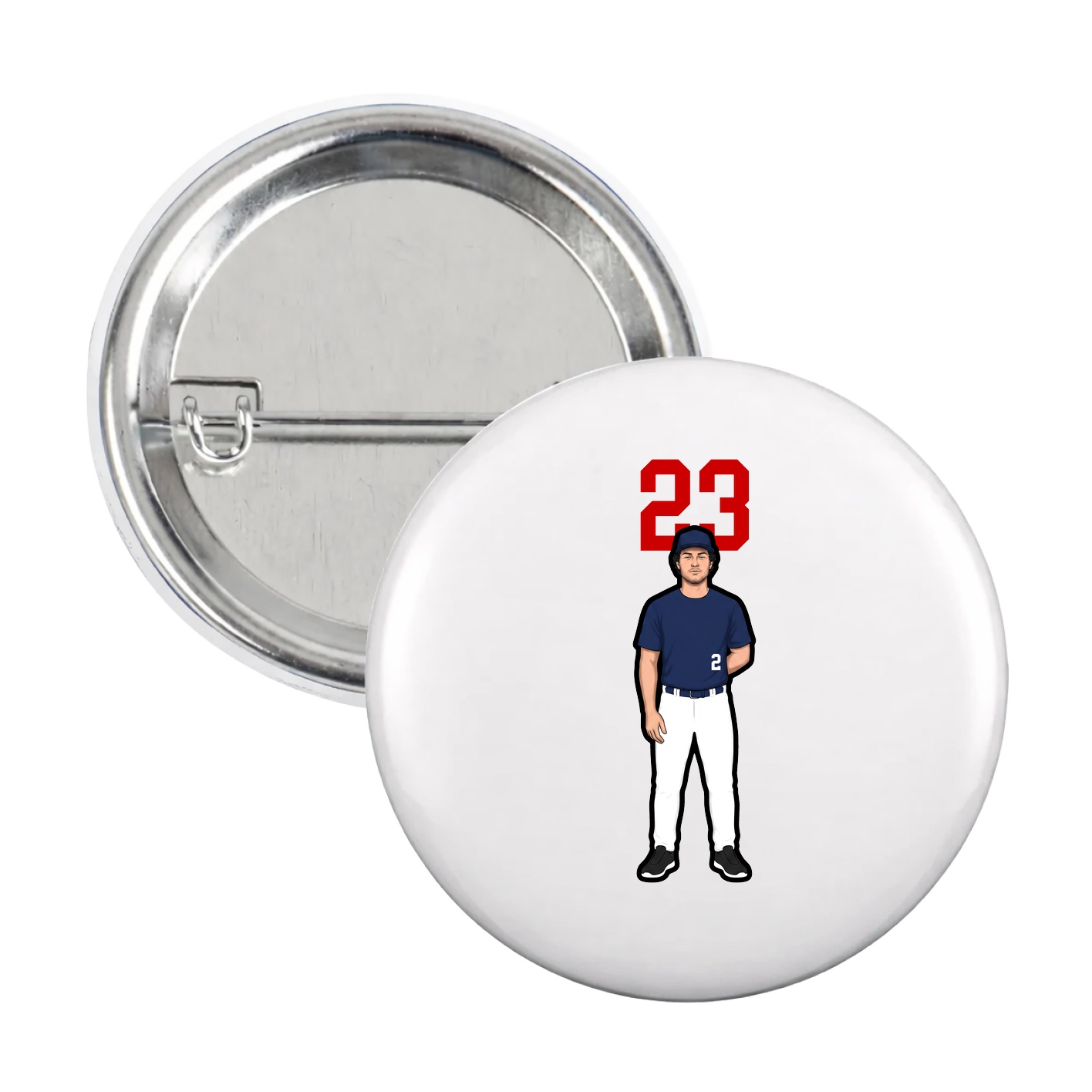 Game Day Button — Number Top in White