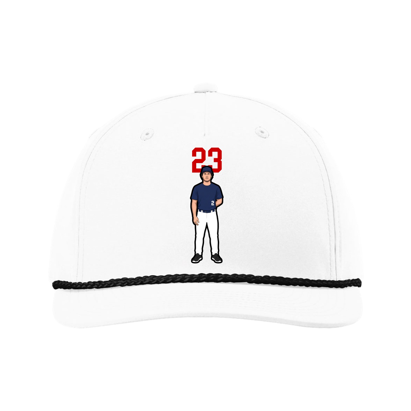 Five-Panel Classic Rope Cap — Number Top in White
