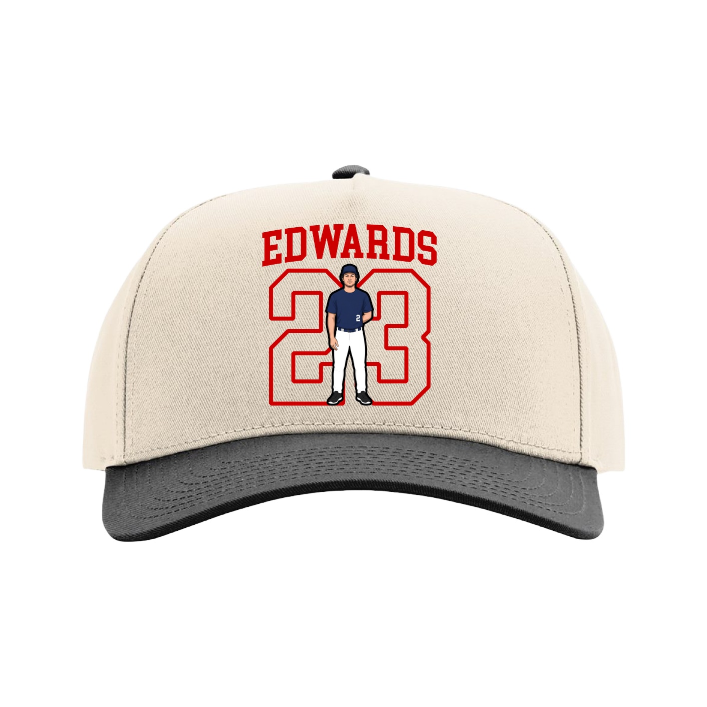 Full Fabric Five-Panel Champ Cap — Shirsey in Cream/Black