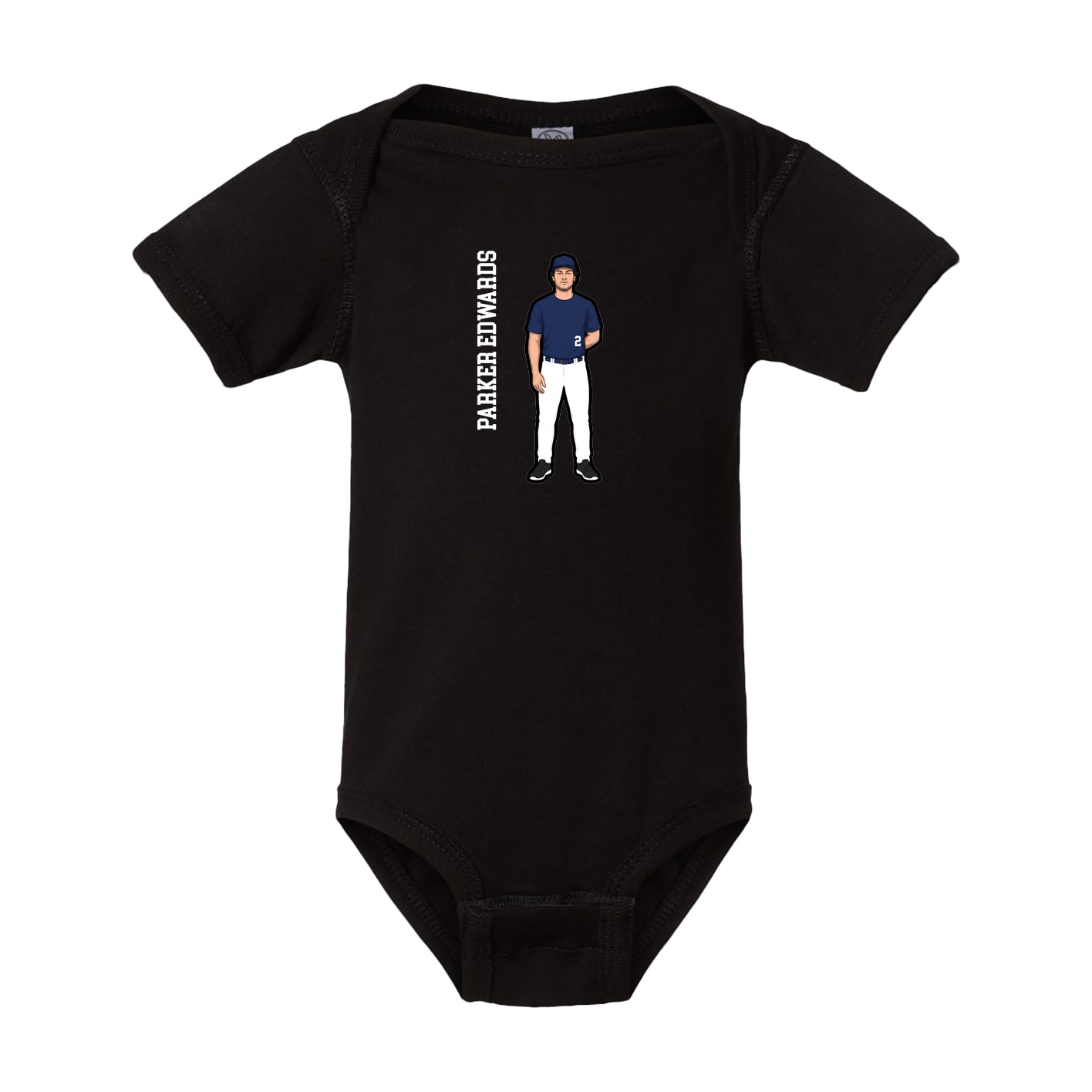 Baby Onesie — Name Vertical in Black