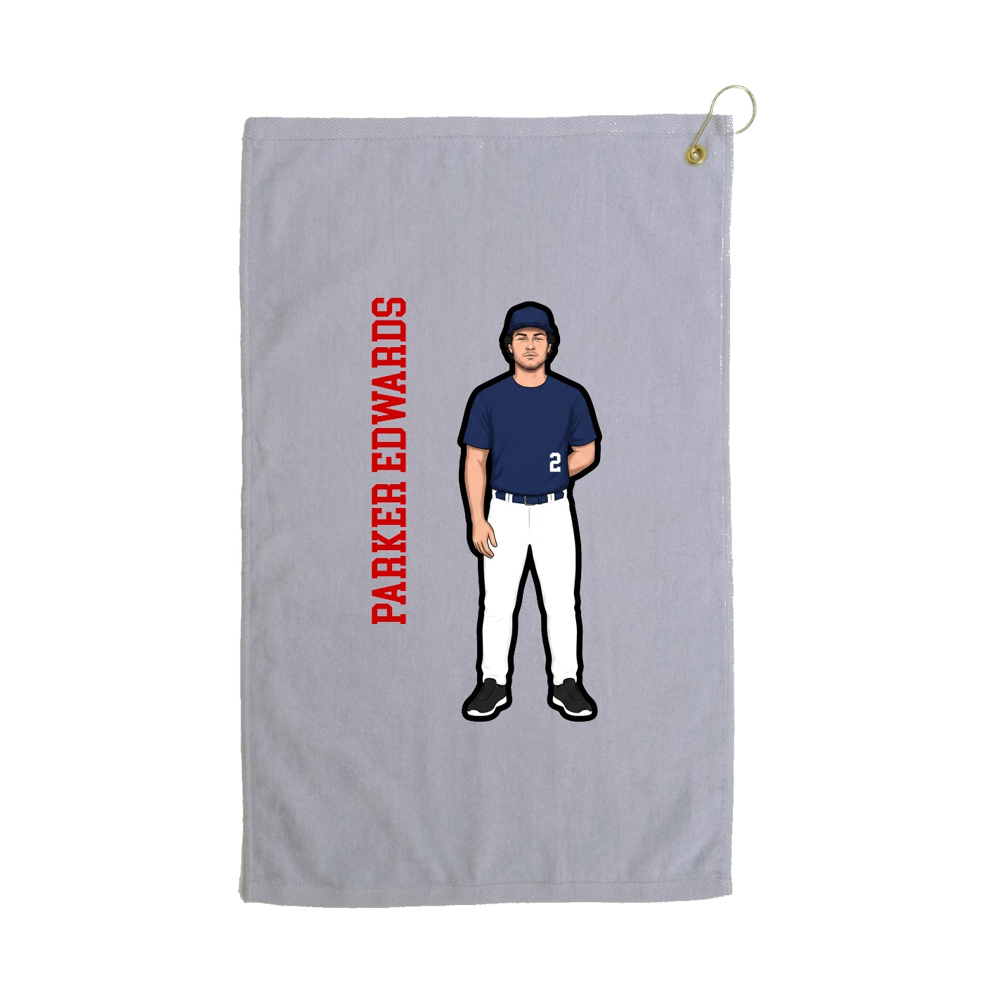Golf Towel — Name Vertical in Grey