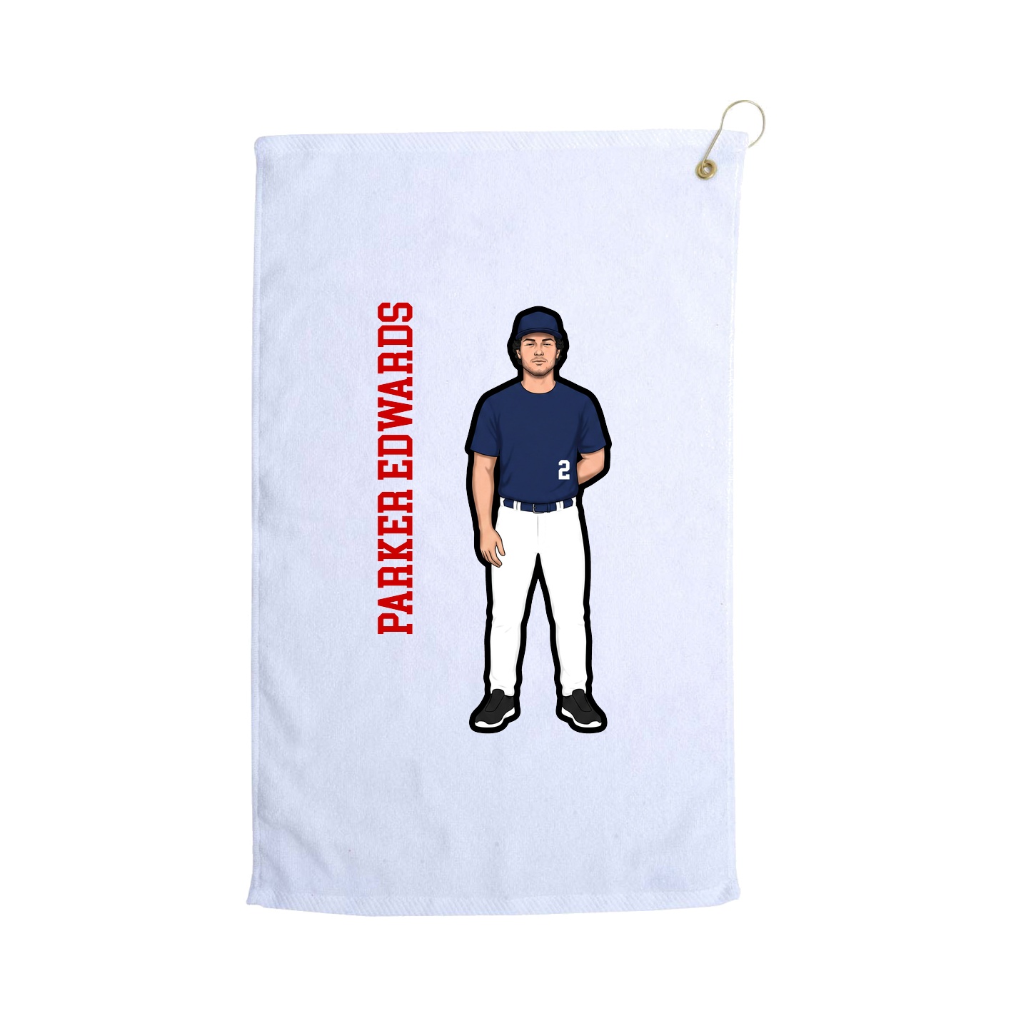 Golf Towel — Name Vertical in White
