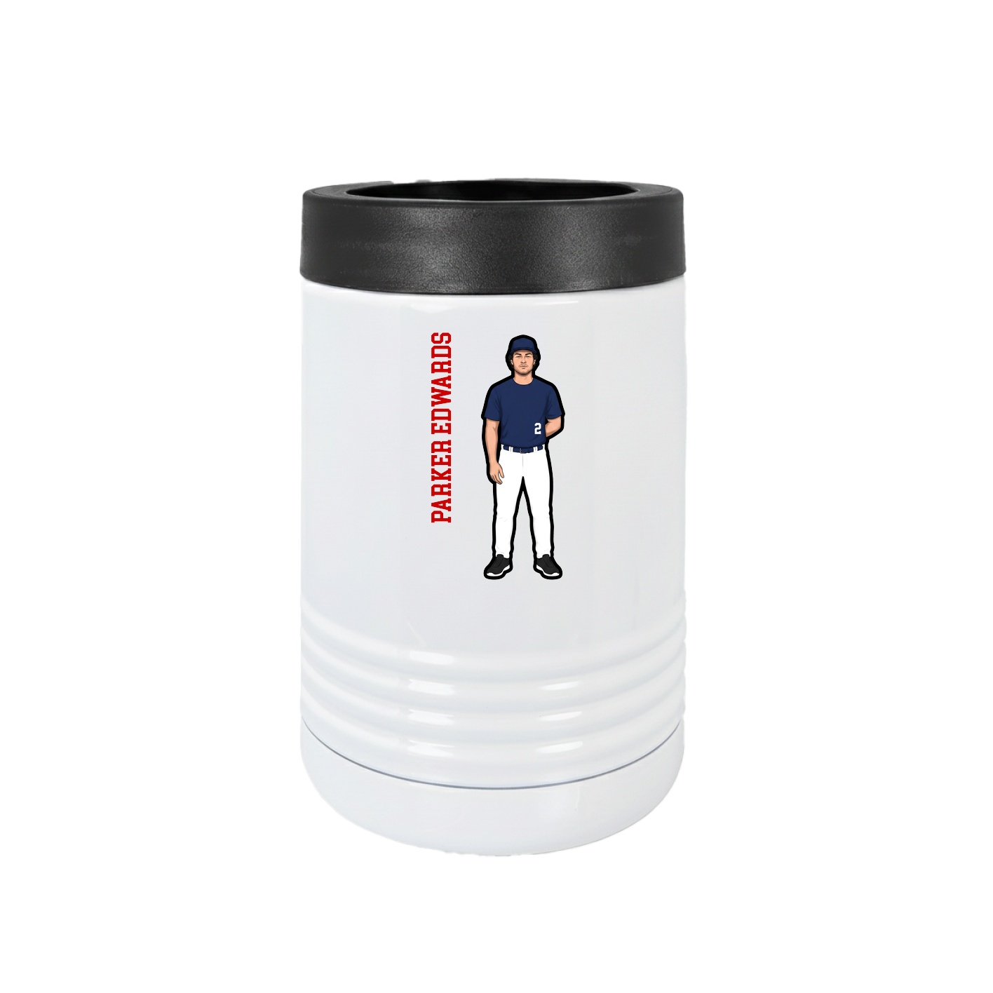 Beverage Holder — Name Vertical in White
