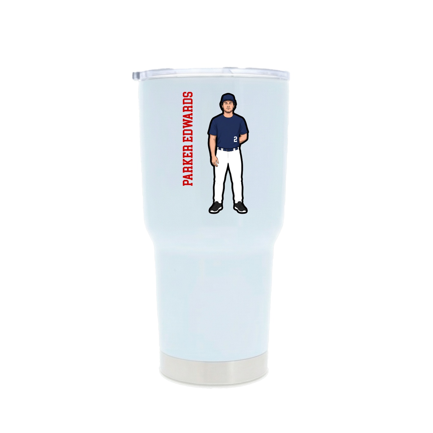 30oz Stainless Steel Tumbler — Name Vertical in White