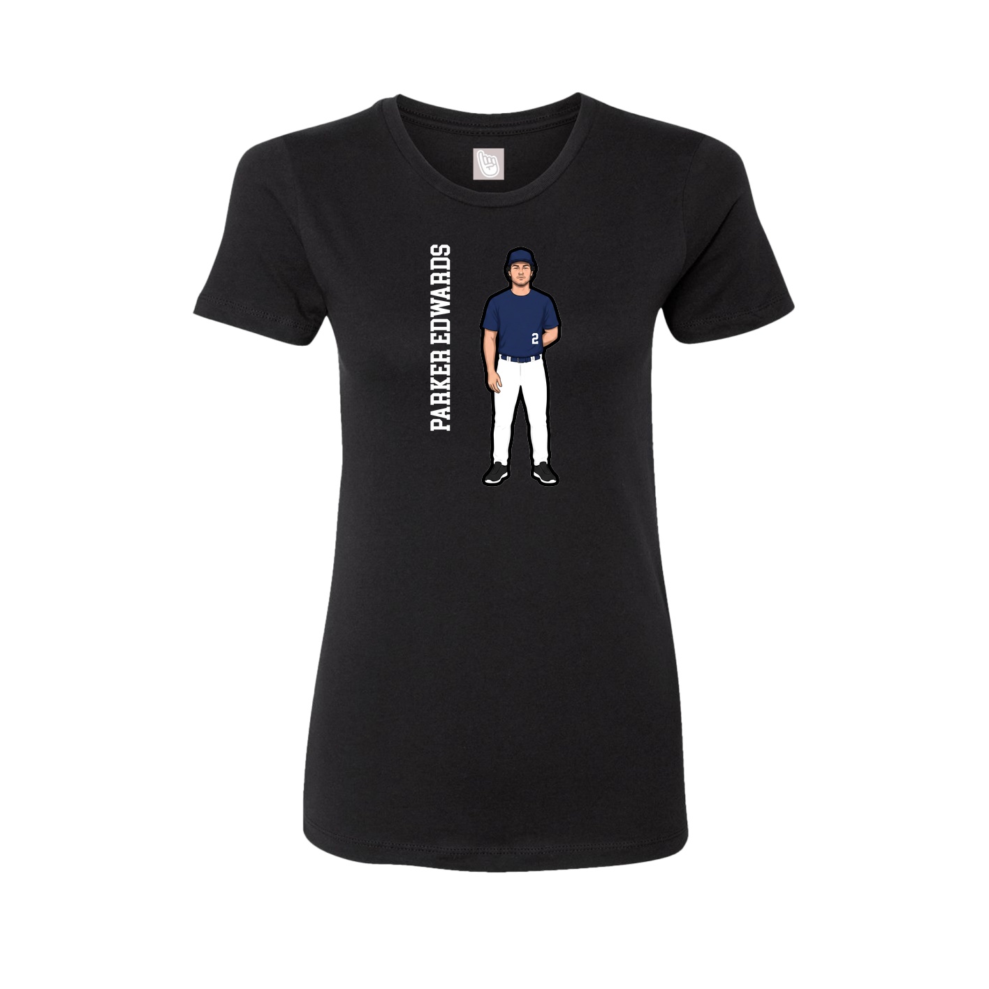 Fitted Women's Tee — Name Vertical in Black
