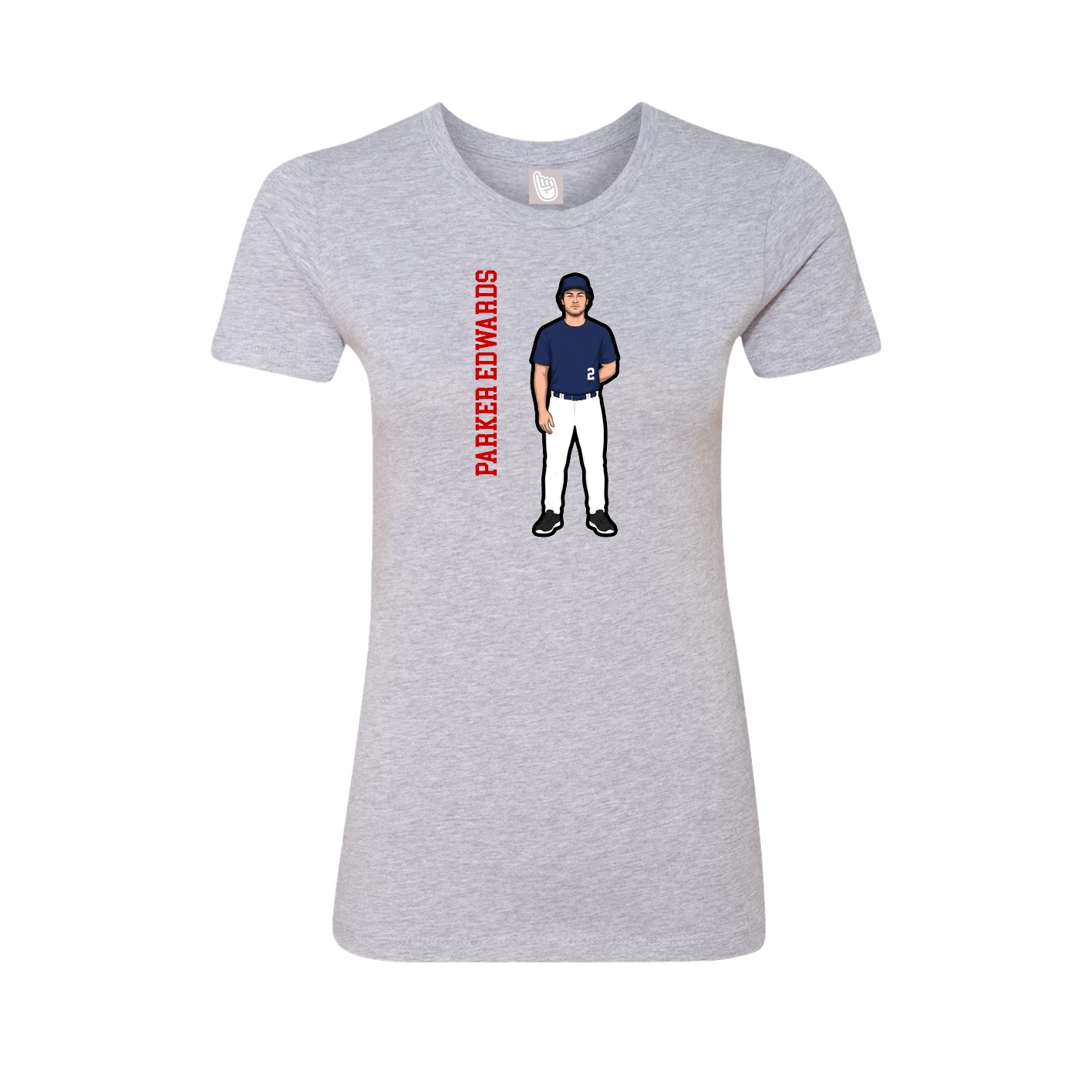 Womens Tee — Name Vertical in Grey