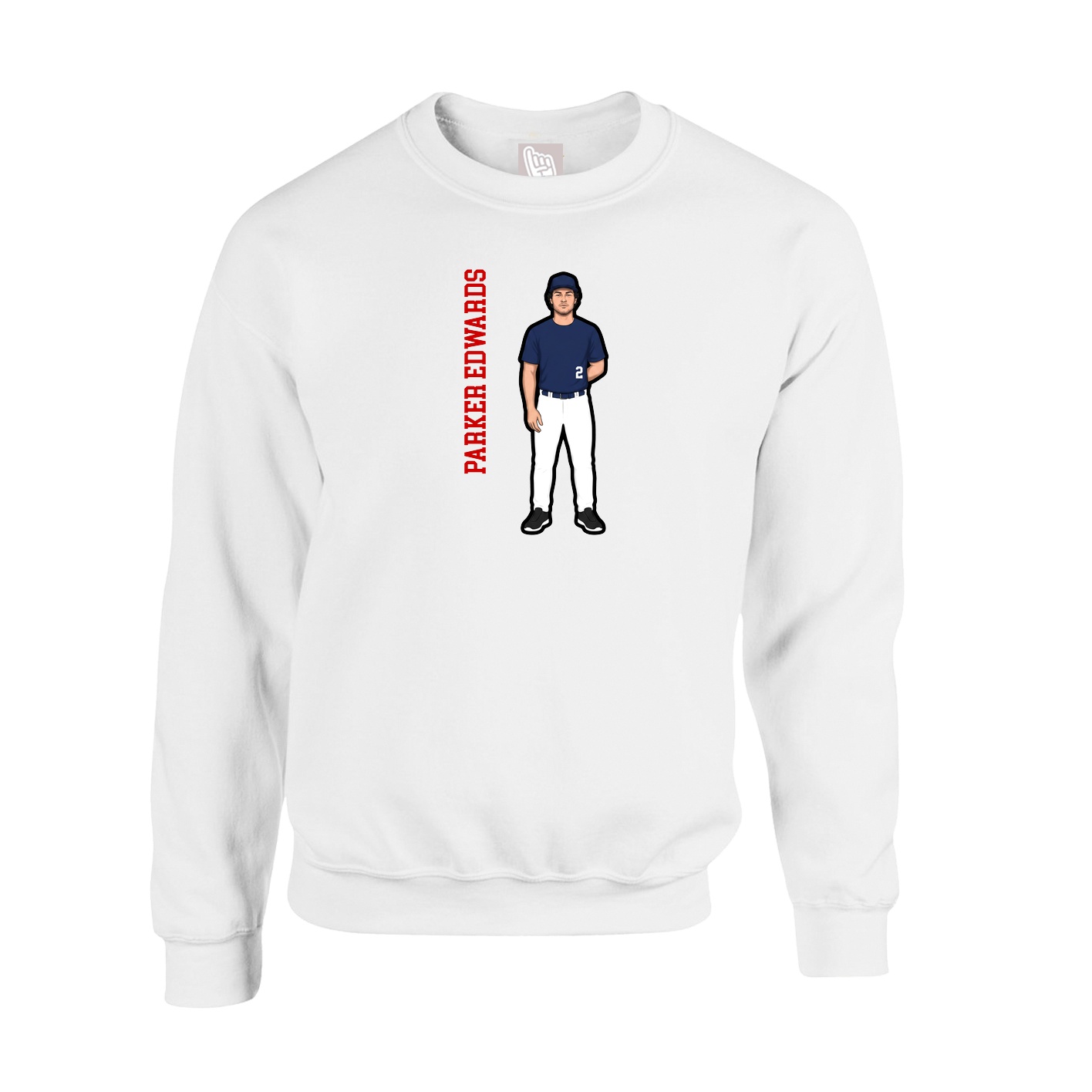 Fleece Crew — Name Vertical in White