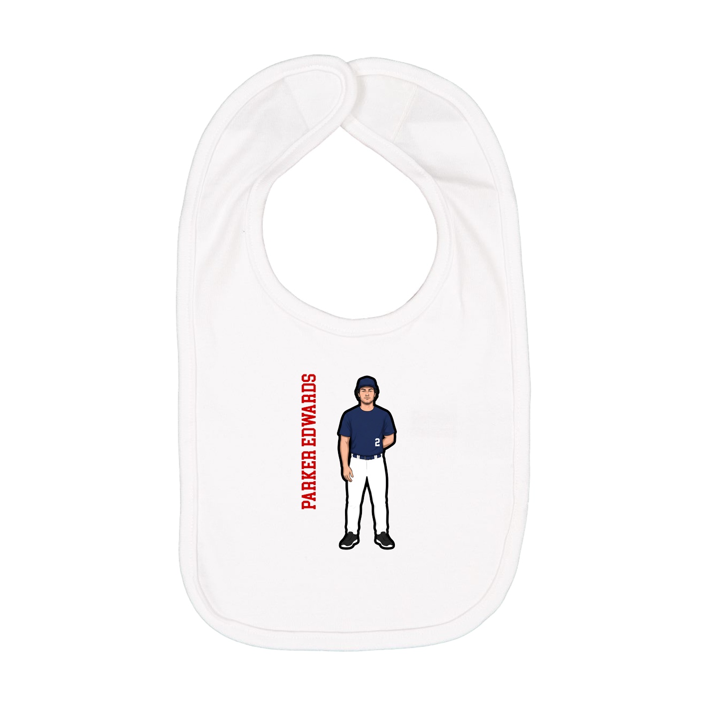 Infant Bib — Name Vertical in White
