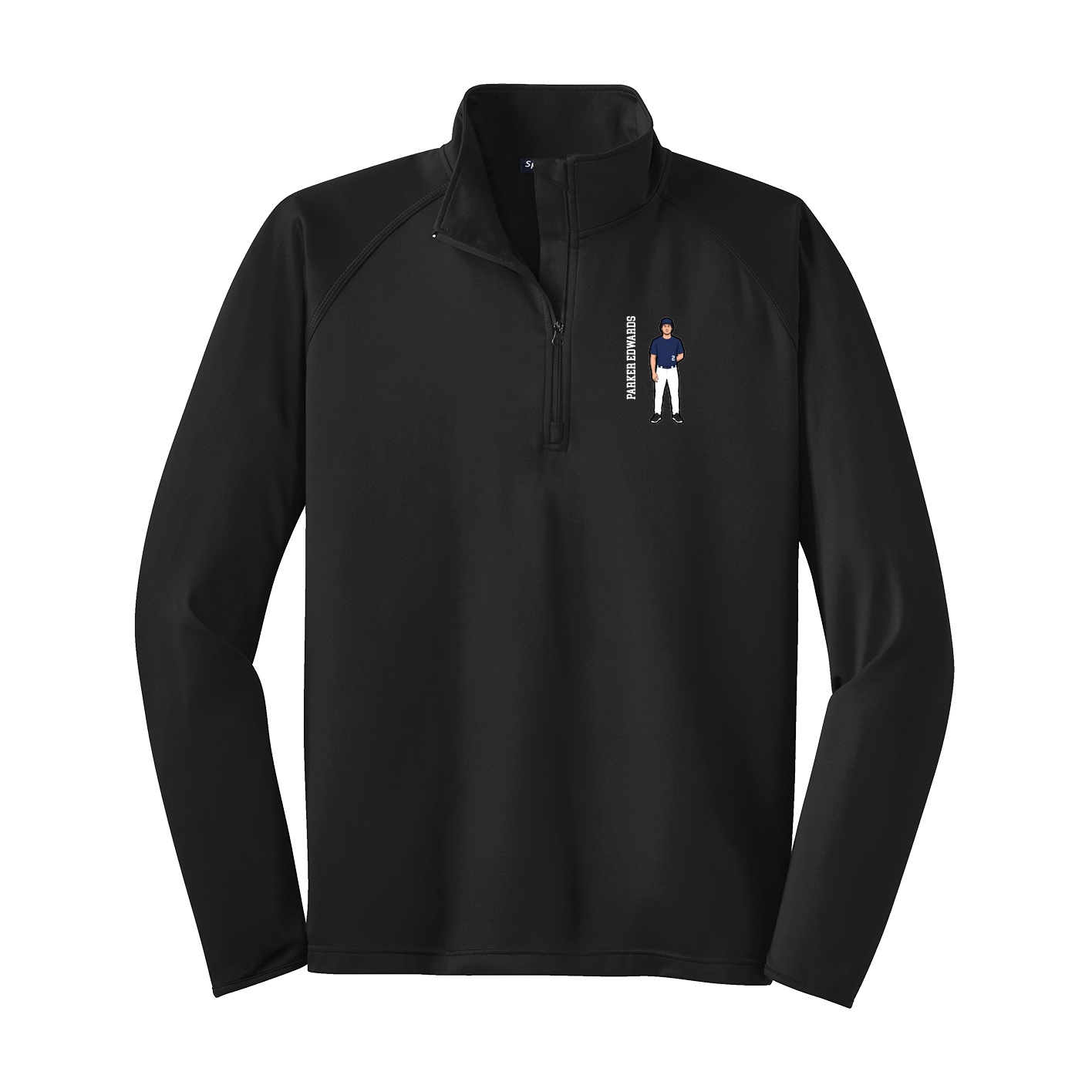 Q-Zip Pullover — Name Vertical in Black
