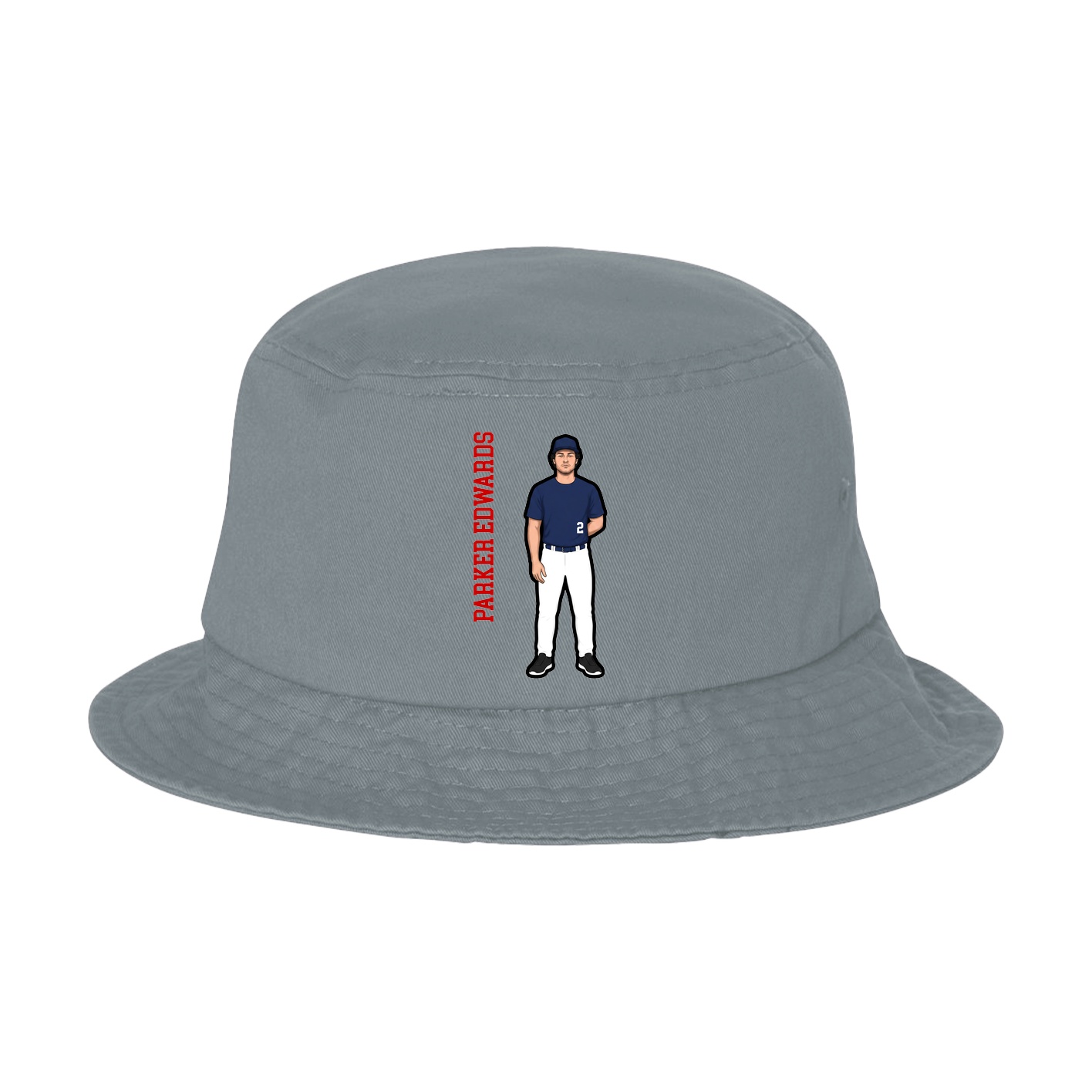 Bucket Cap — Name Vertical in Grey