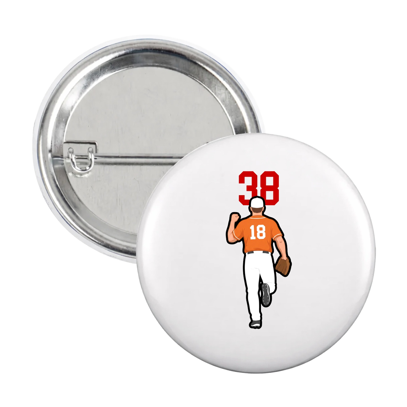 Game Day Button — Number Top in White