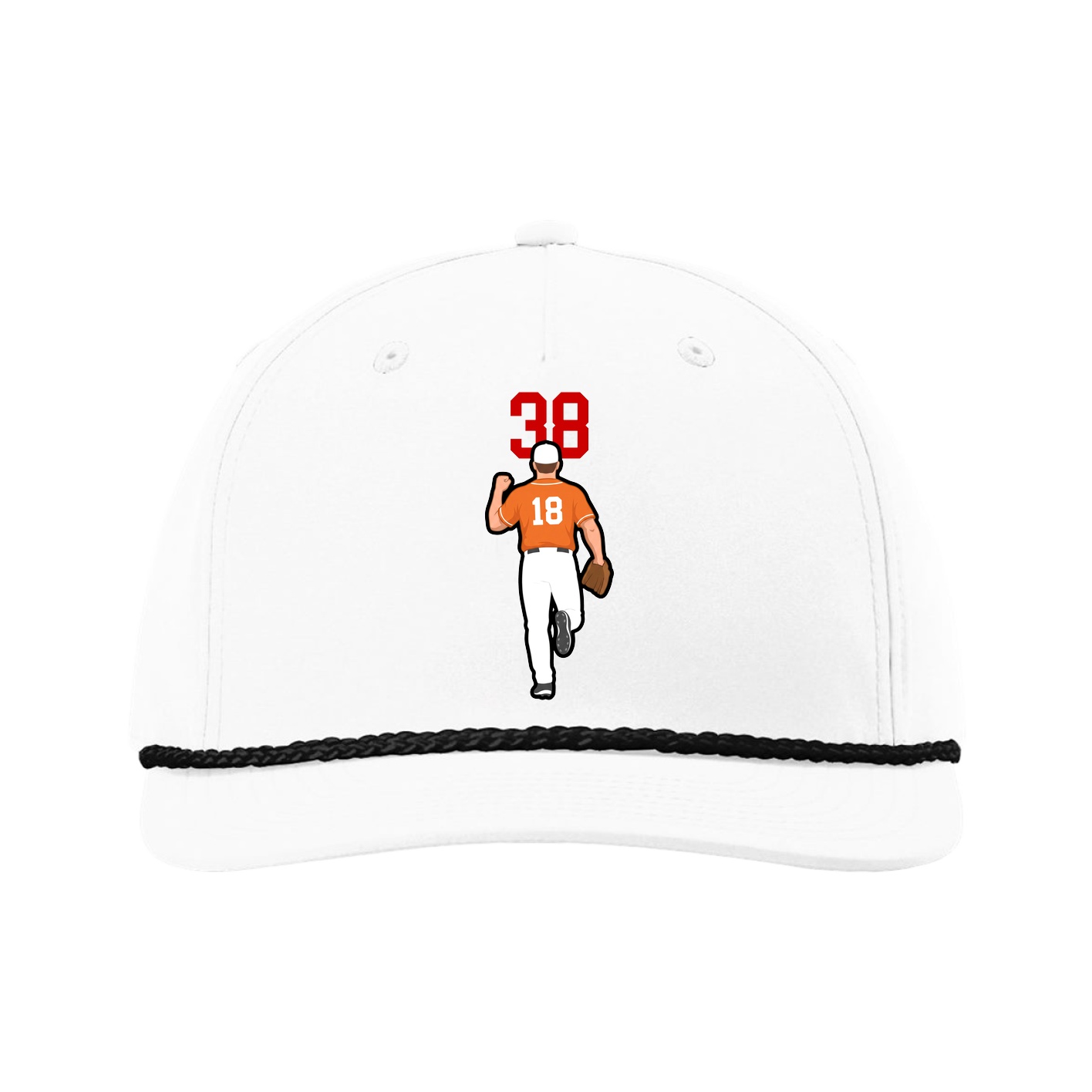 Five-Panel Classic Rope Cap — Number Top in White