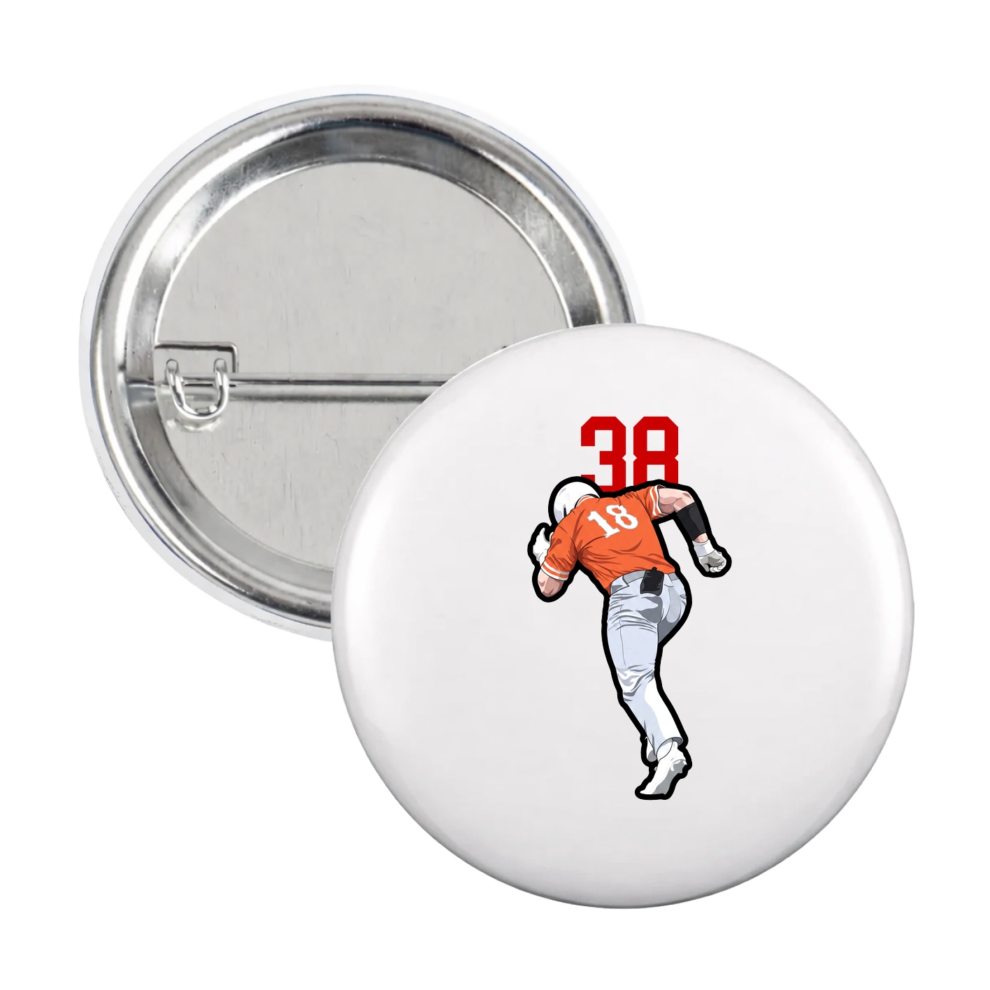 Game Day Button — Number Top in White