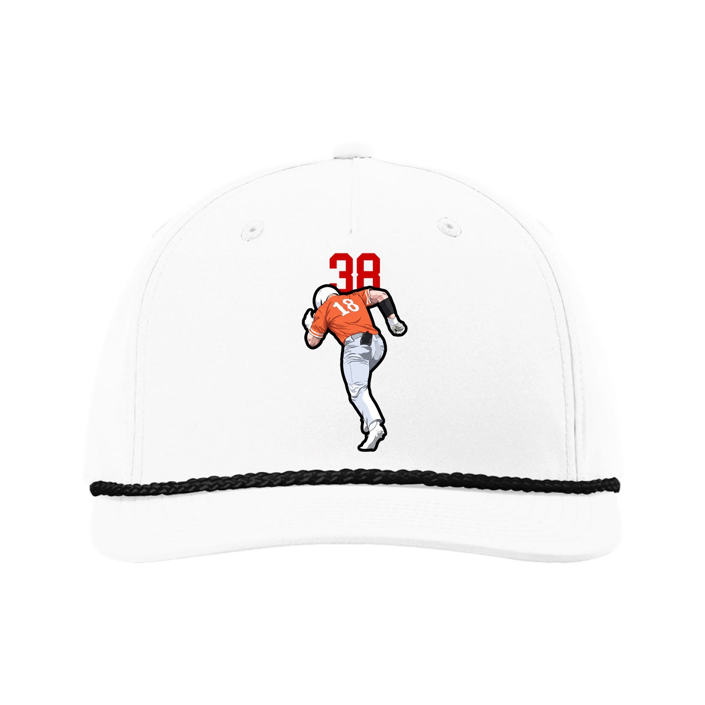 Five-Panel Classic Rope Cap — Number Top in White