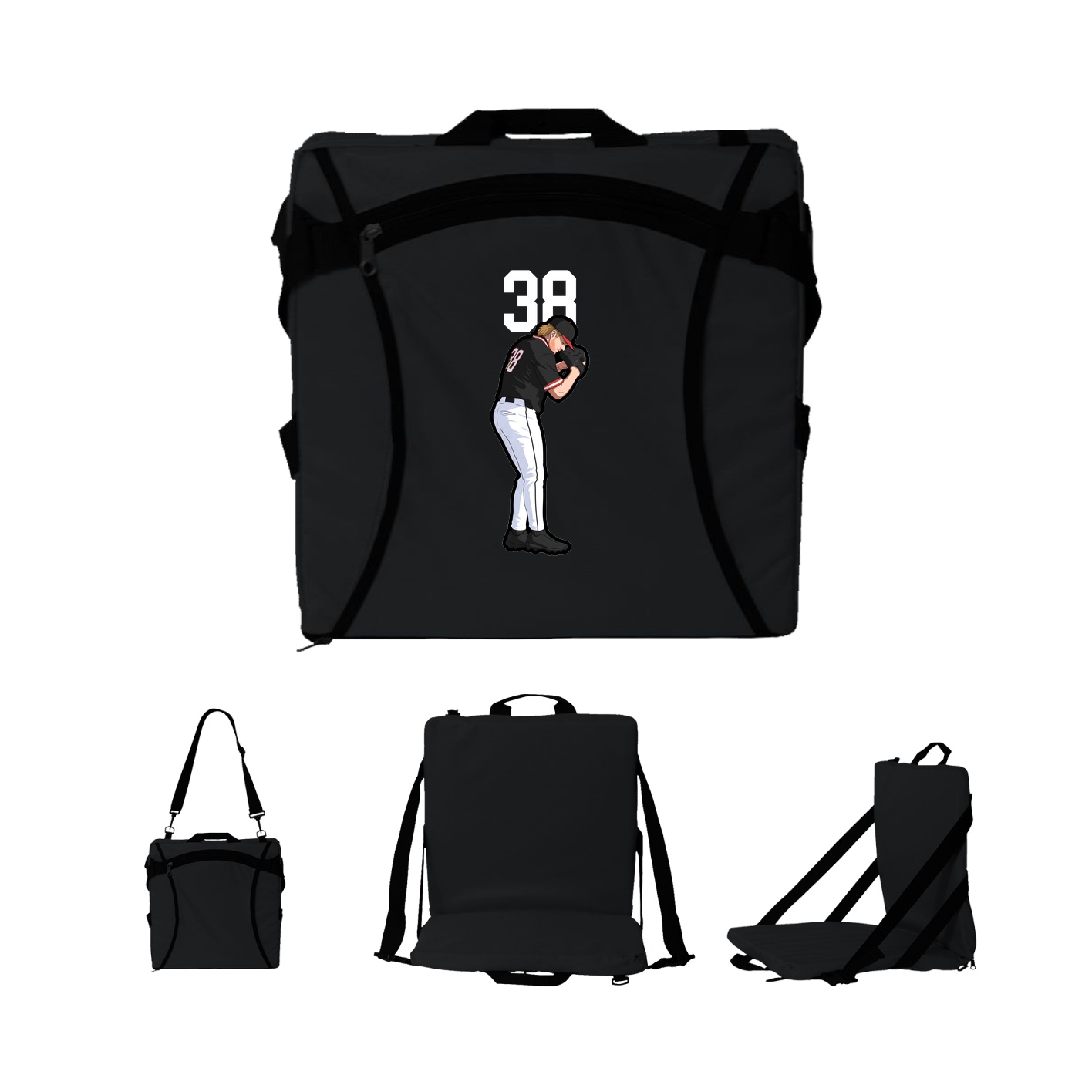 Folding Stadium Seat — Number Top in Black