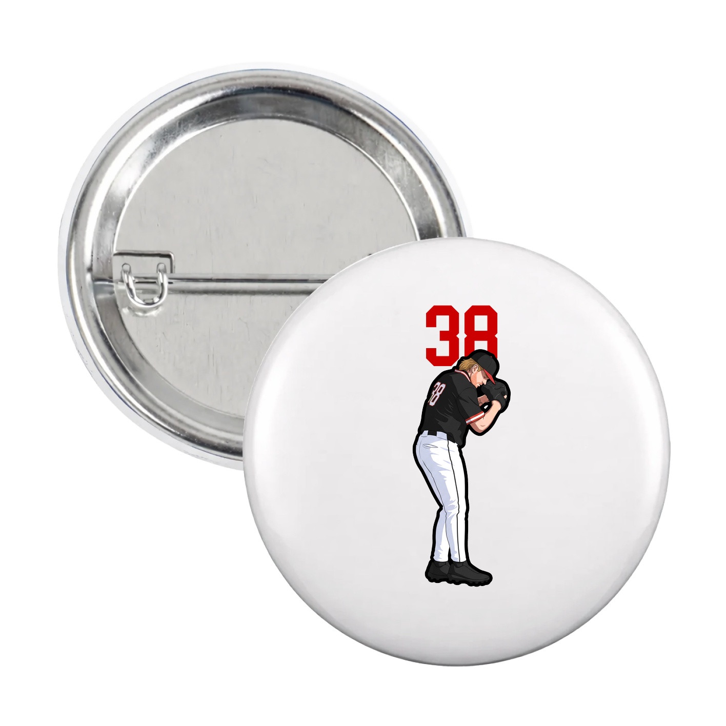 Game Day Button — Number Top in White