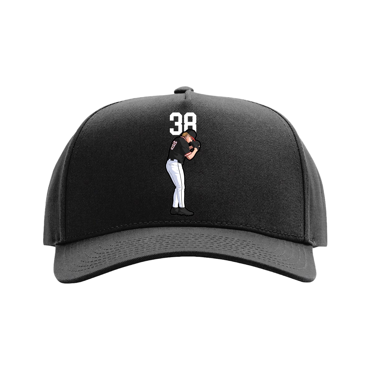 Full Fabric Five-Panel Champ Cap — Number Top in Black