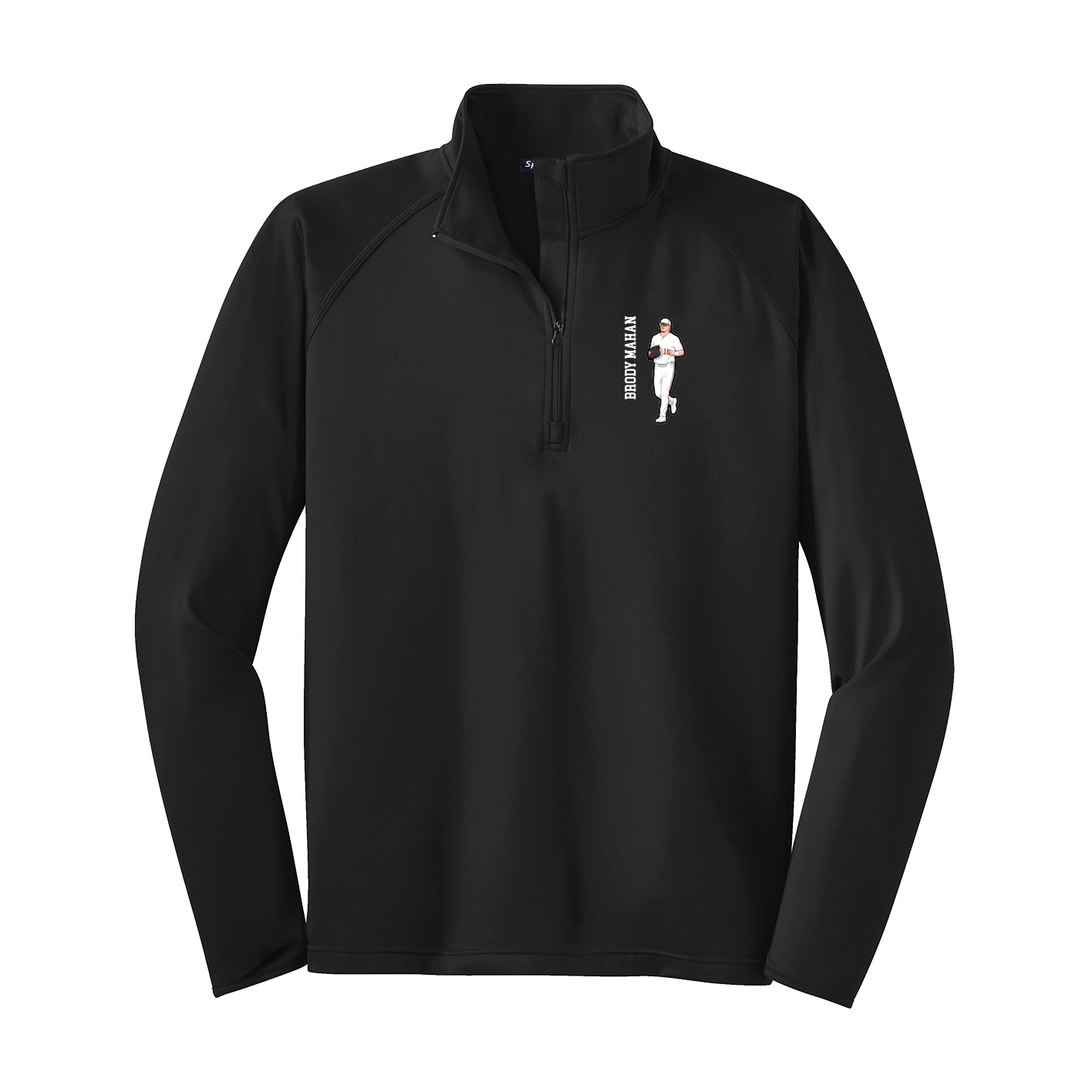Q-Zip Pullover — Name Vertical in Black