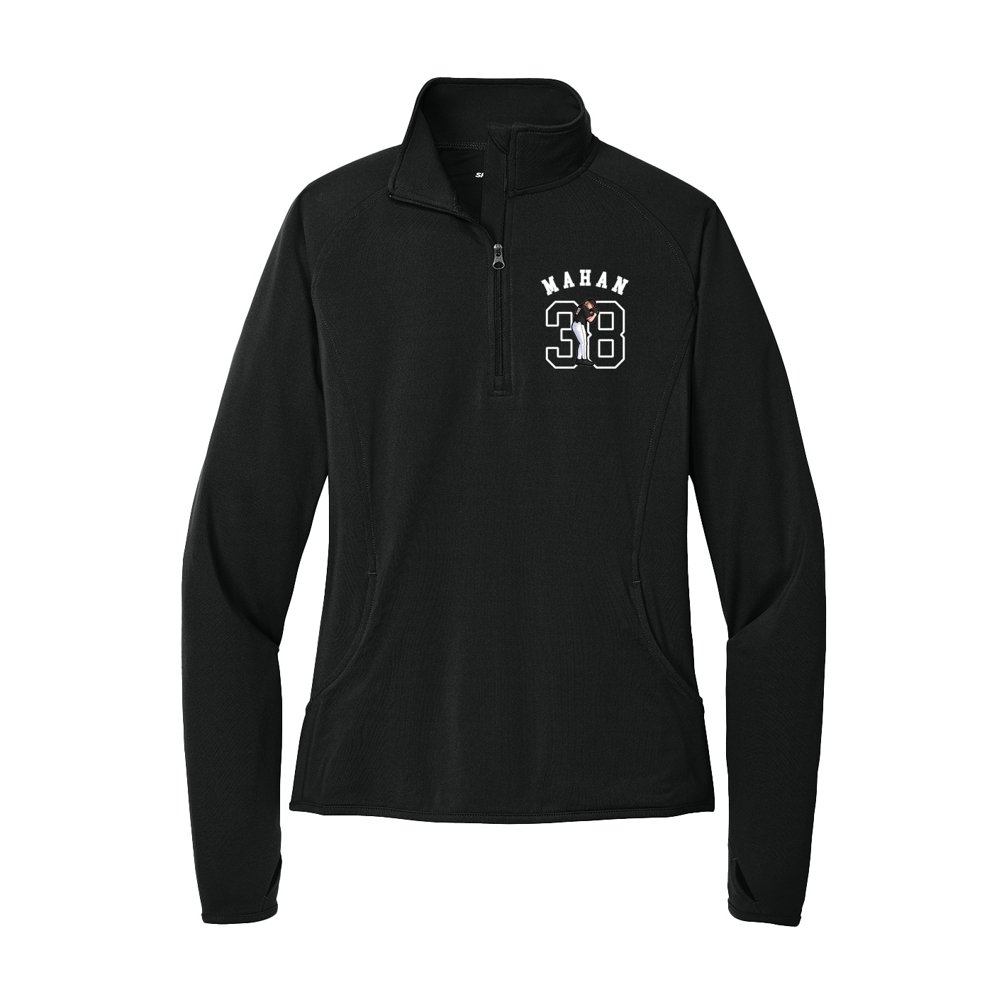Women's Q-Zip Pullover — Shirsey Arch in Black