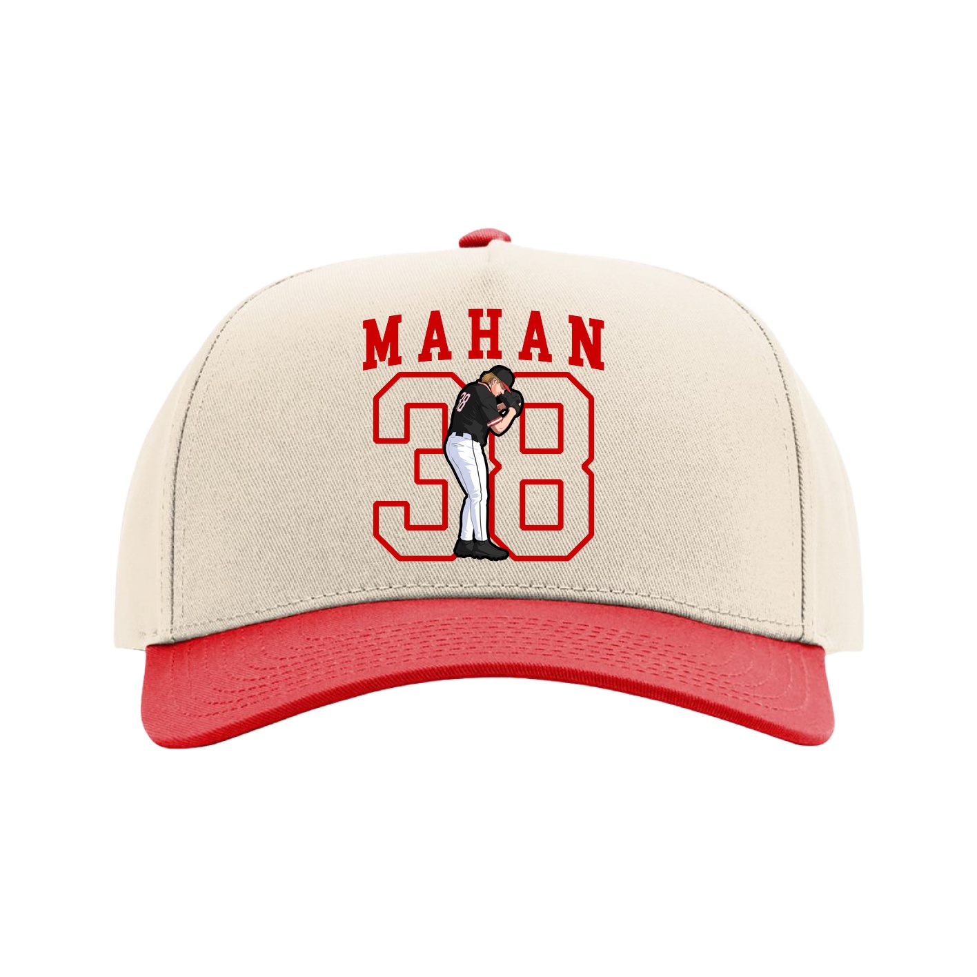 Full Fabric Five-Panel Champ Cap — Shirsey in Cream/Red