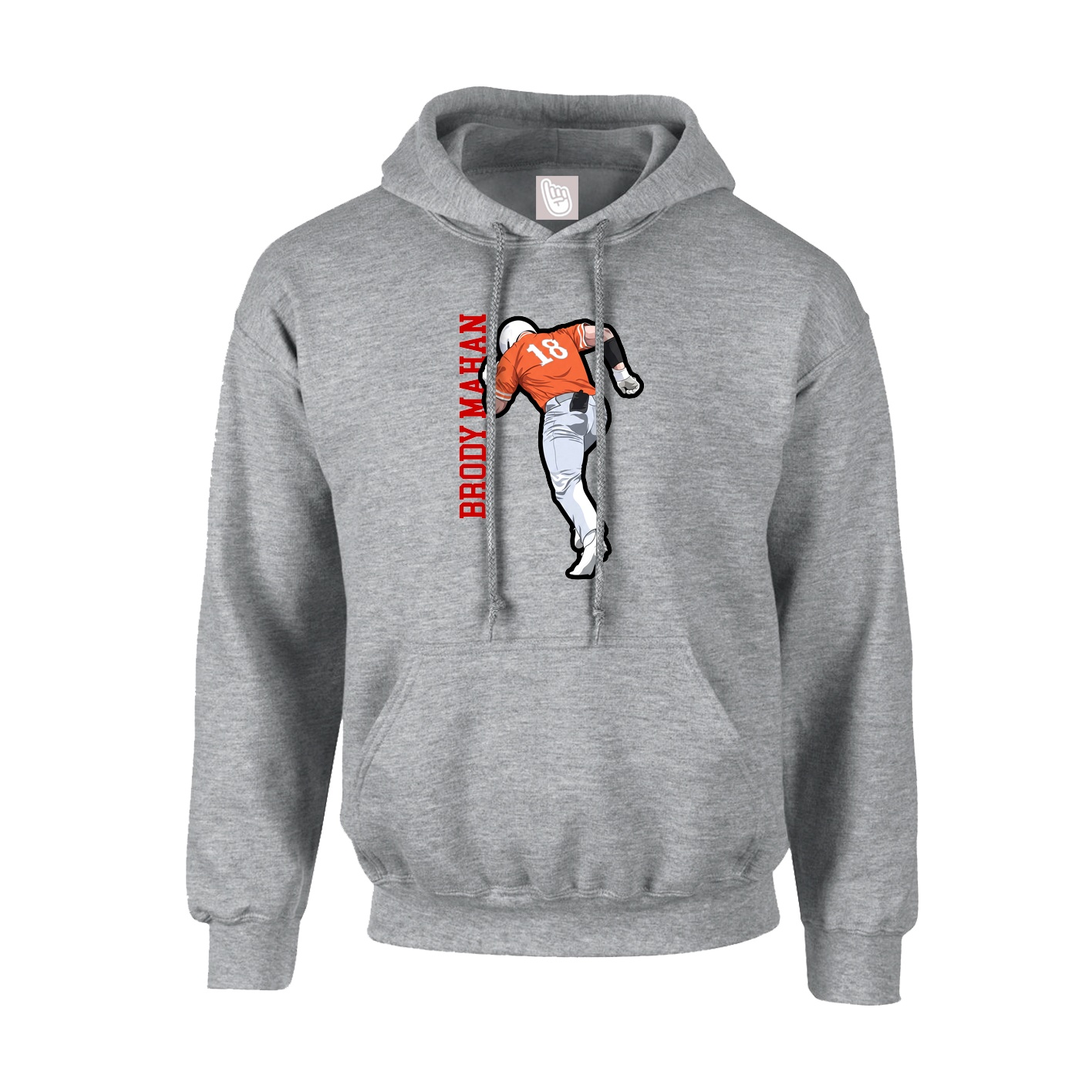 Youth Hoodie — Name Vertical in Grey