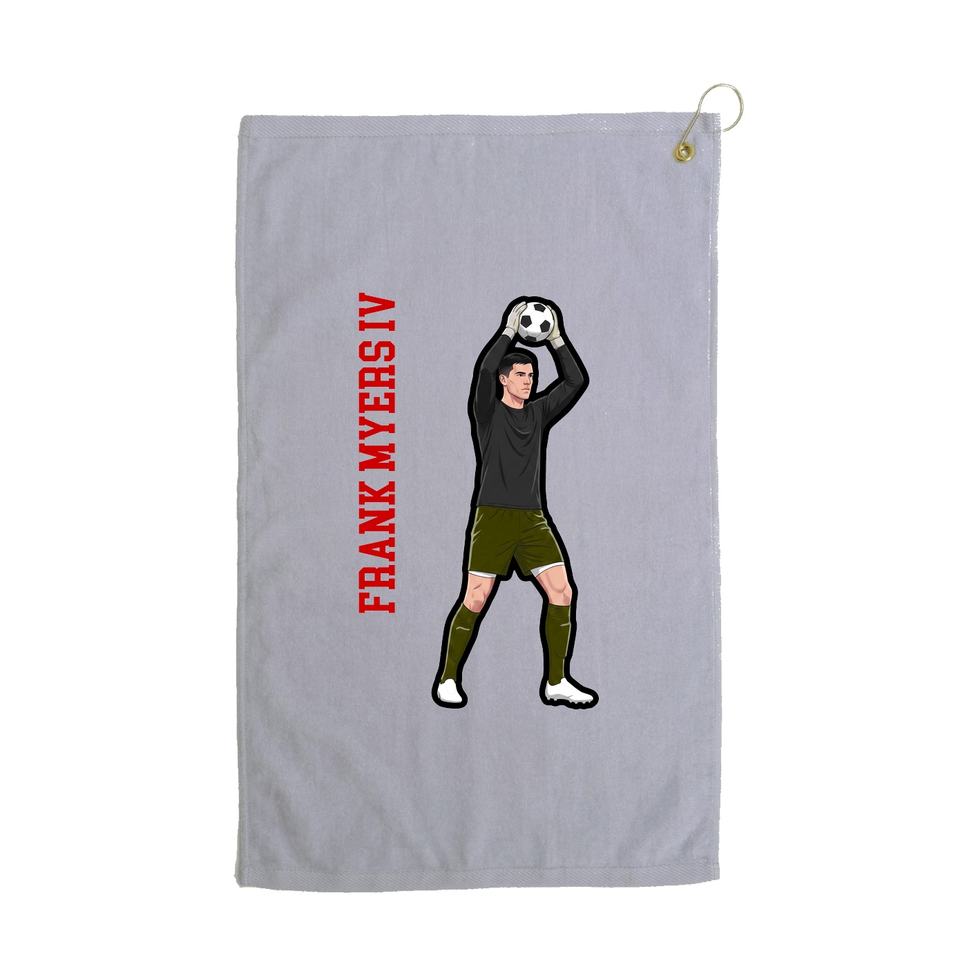 Golf Towel — Name Vertical in Grey