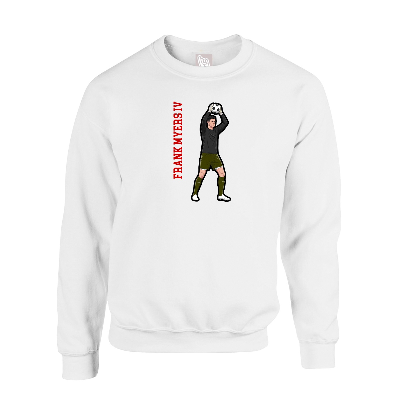 Fleece Crew — Name Vertical in White