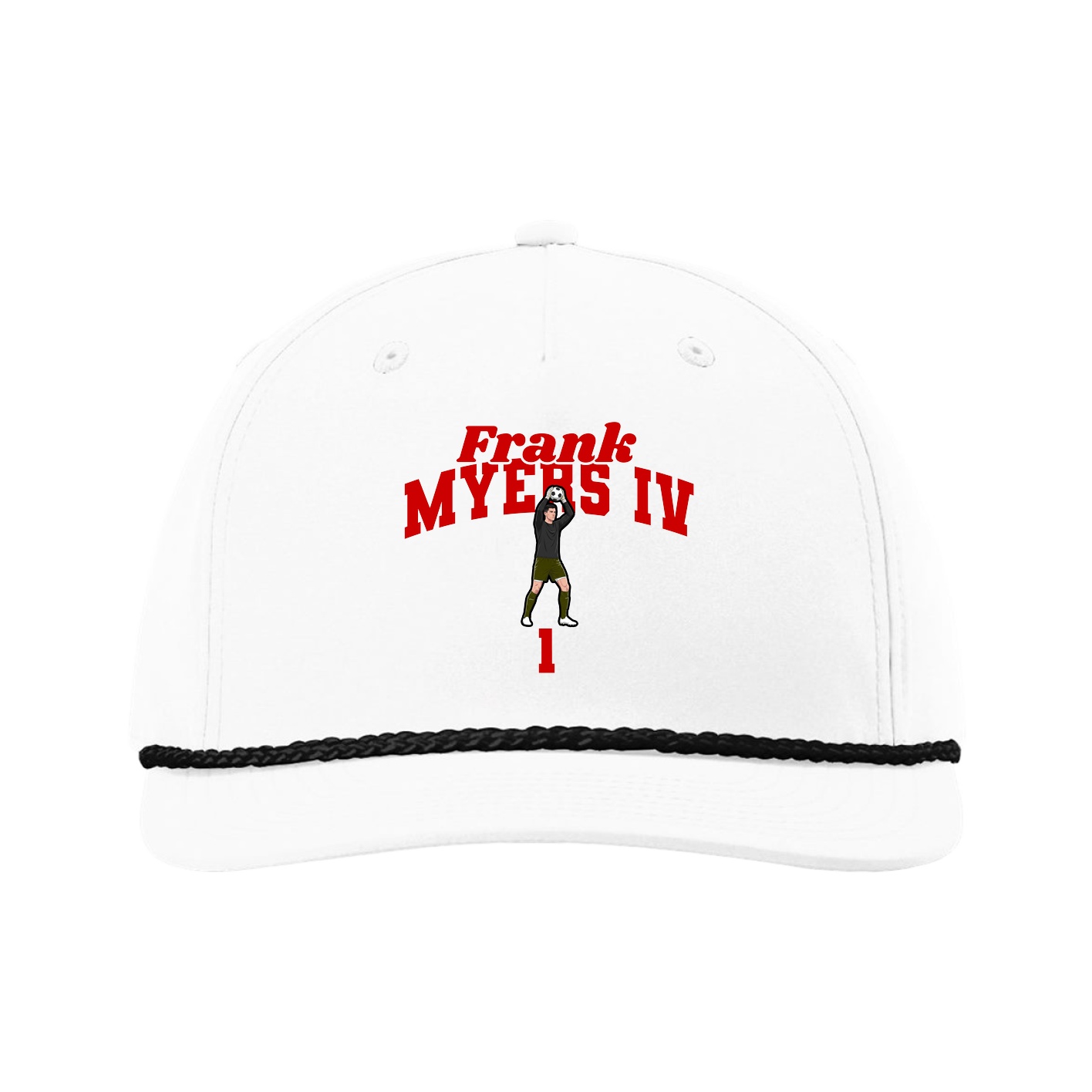 Five-Panel Classic Rope Cap — Signature Arch in White