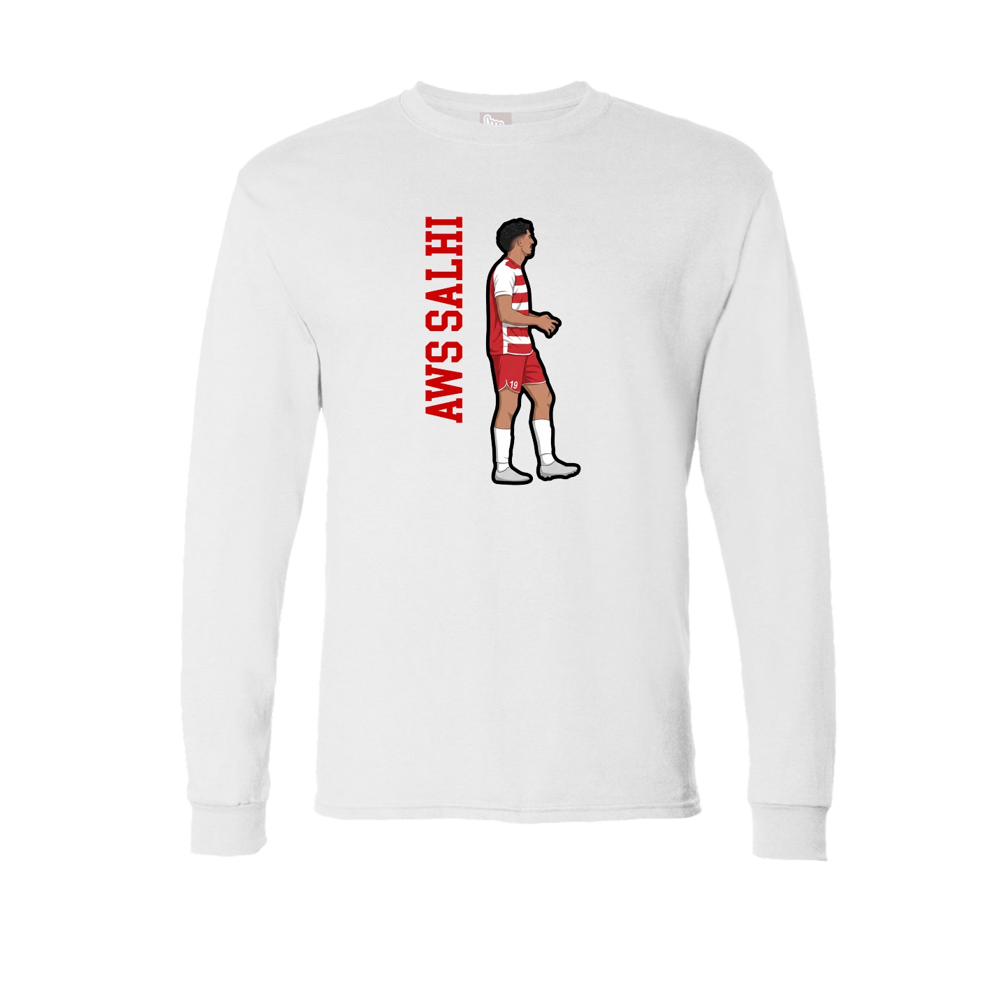 Long Sleeve Tee — Name Vertical in White