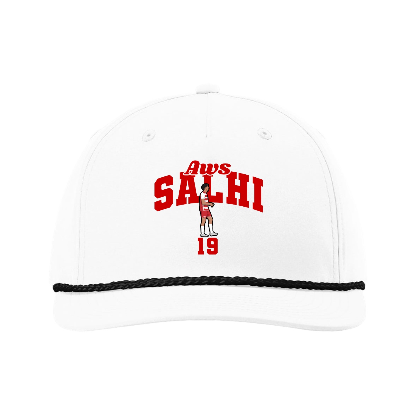 Five-Panel Classic Rope Cap — Signature Arch in White