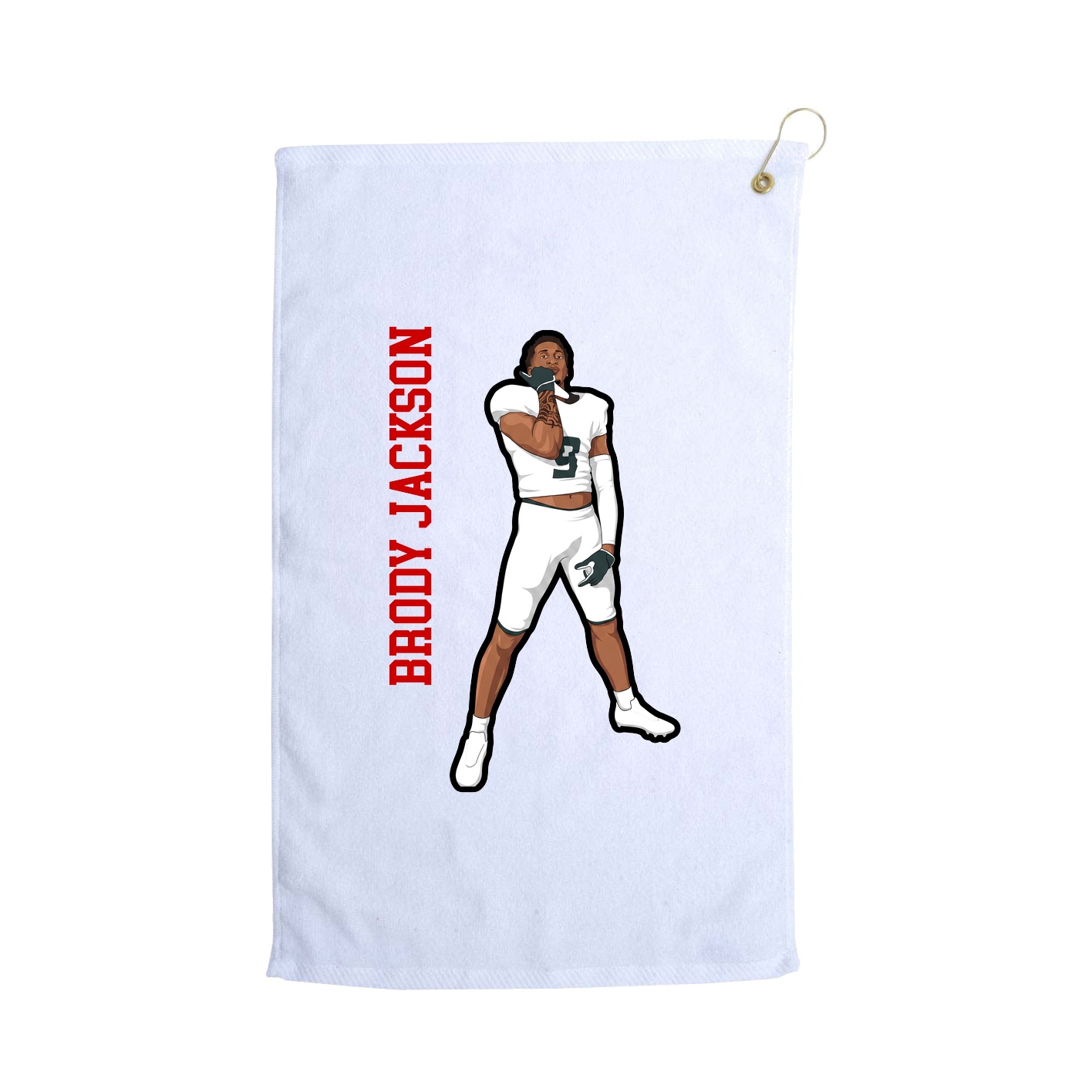 Golf Towel — Name Vertical in White
