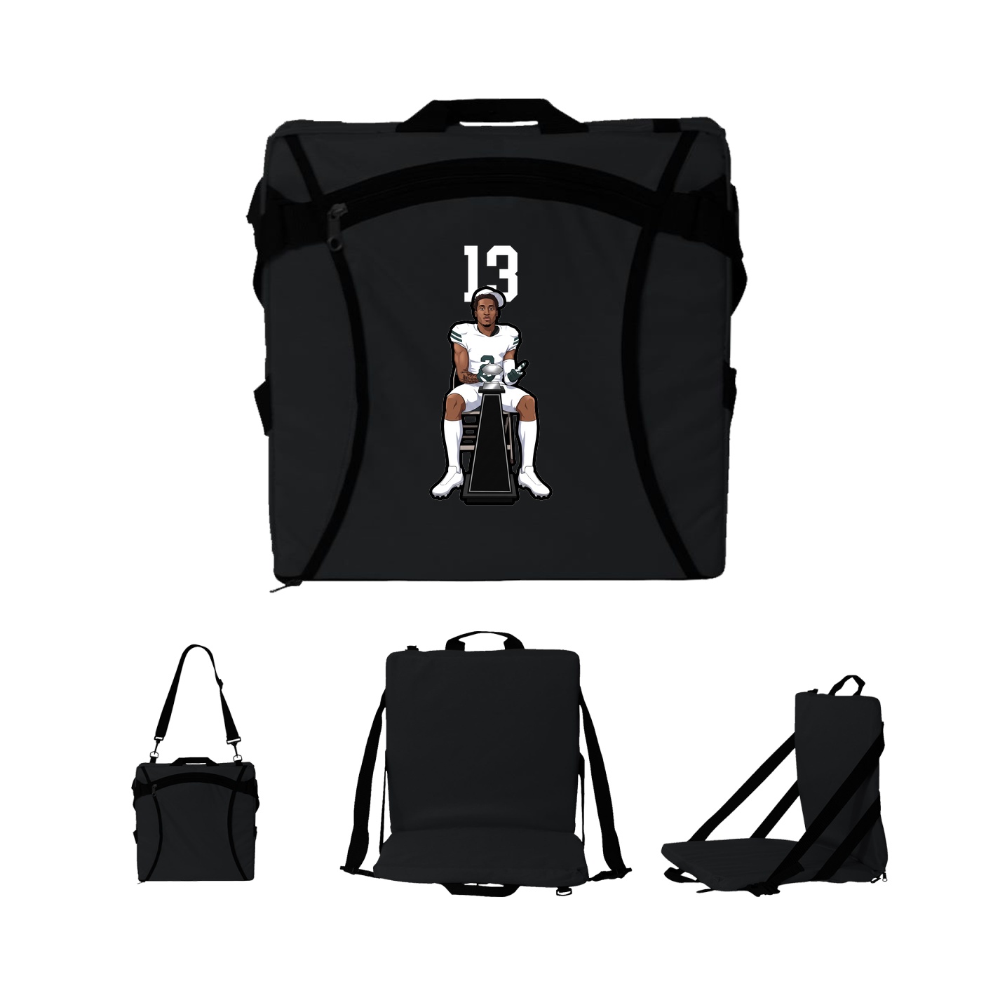 Folding Stadium Seat — Number Top in Black