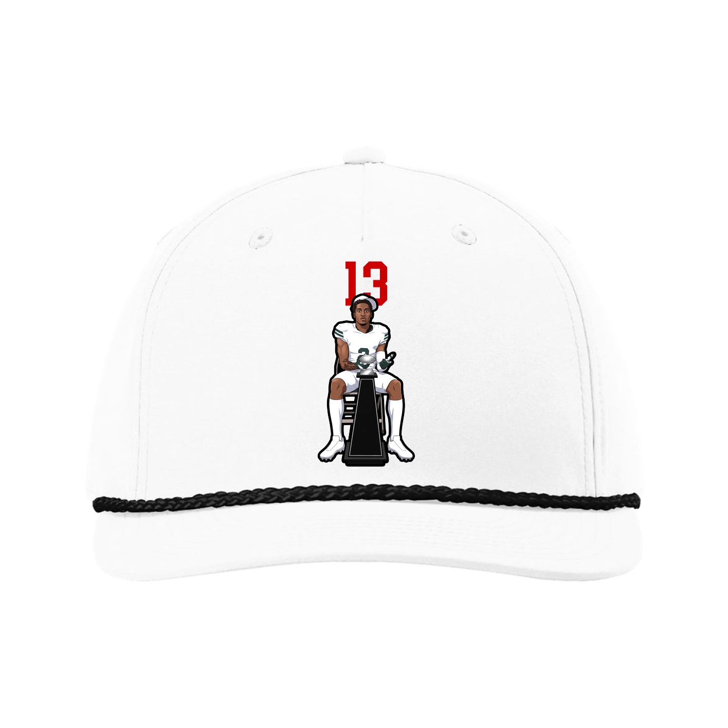 Five-Panel Classic Rope Cap — Number Top in White