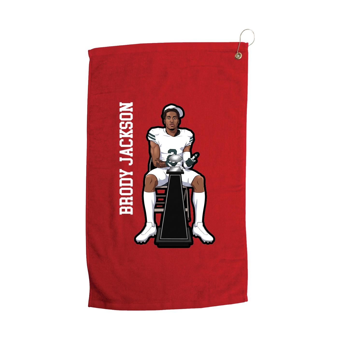 Golf Towel — Name Vertical in Red