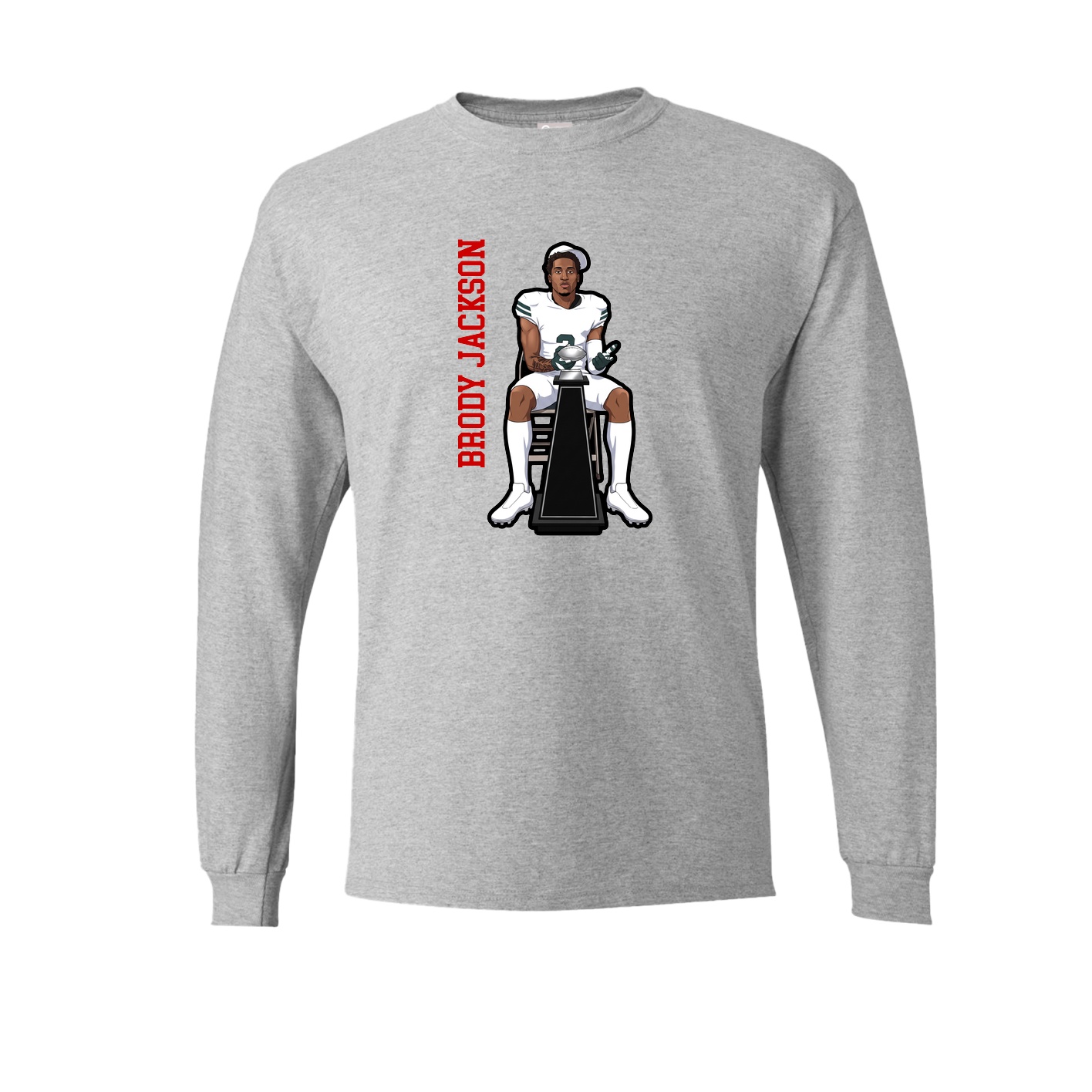 Long Sleeve Tee — Name Vertical in Grey