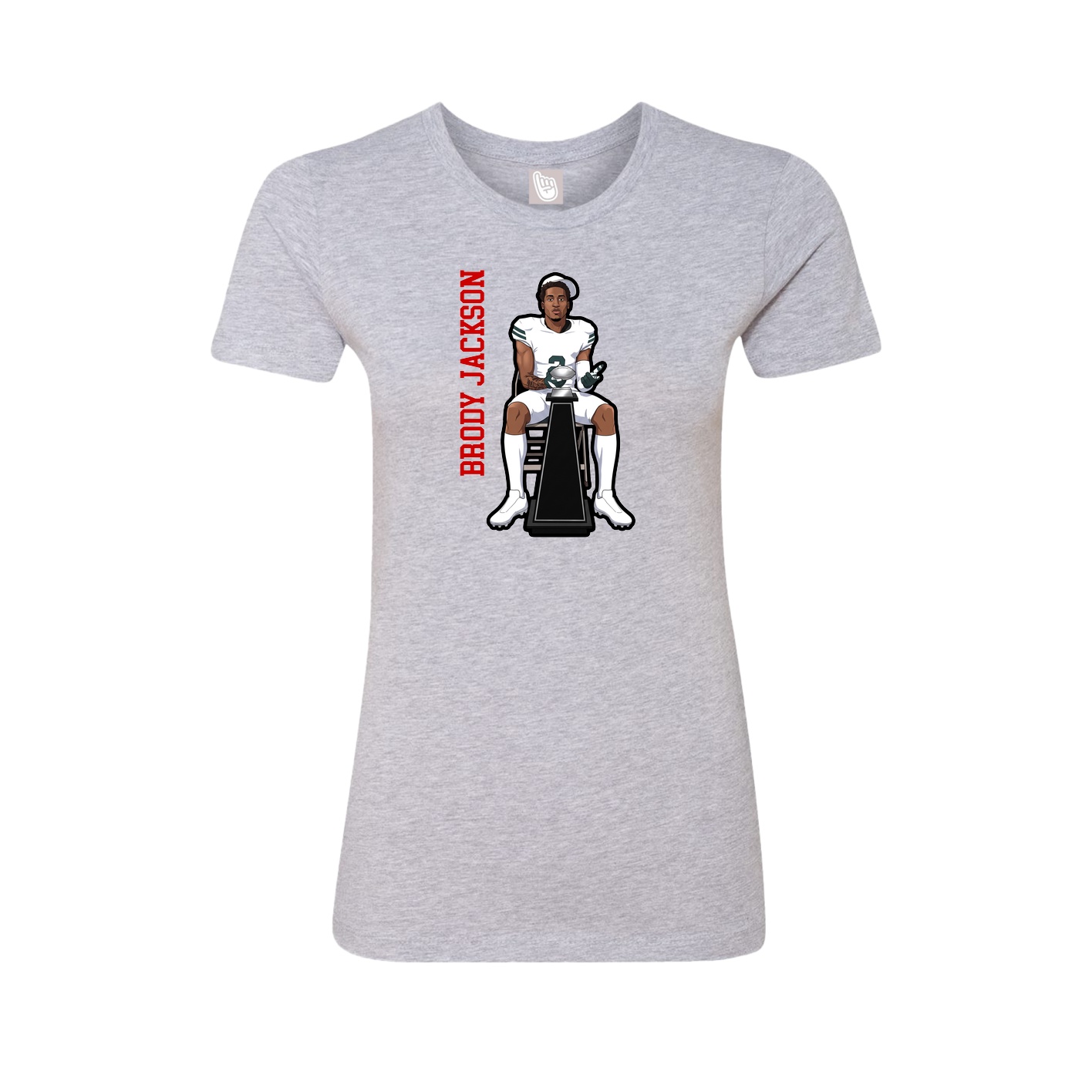 Fitted Women's Tee — Name Vertical in Grey