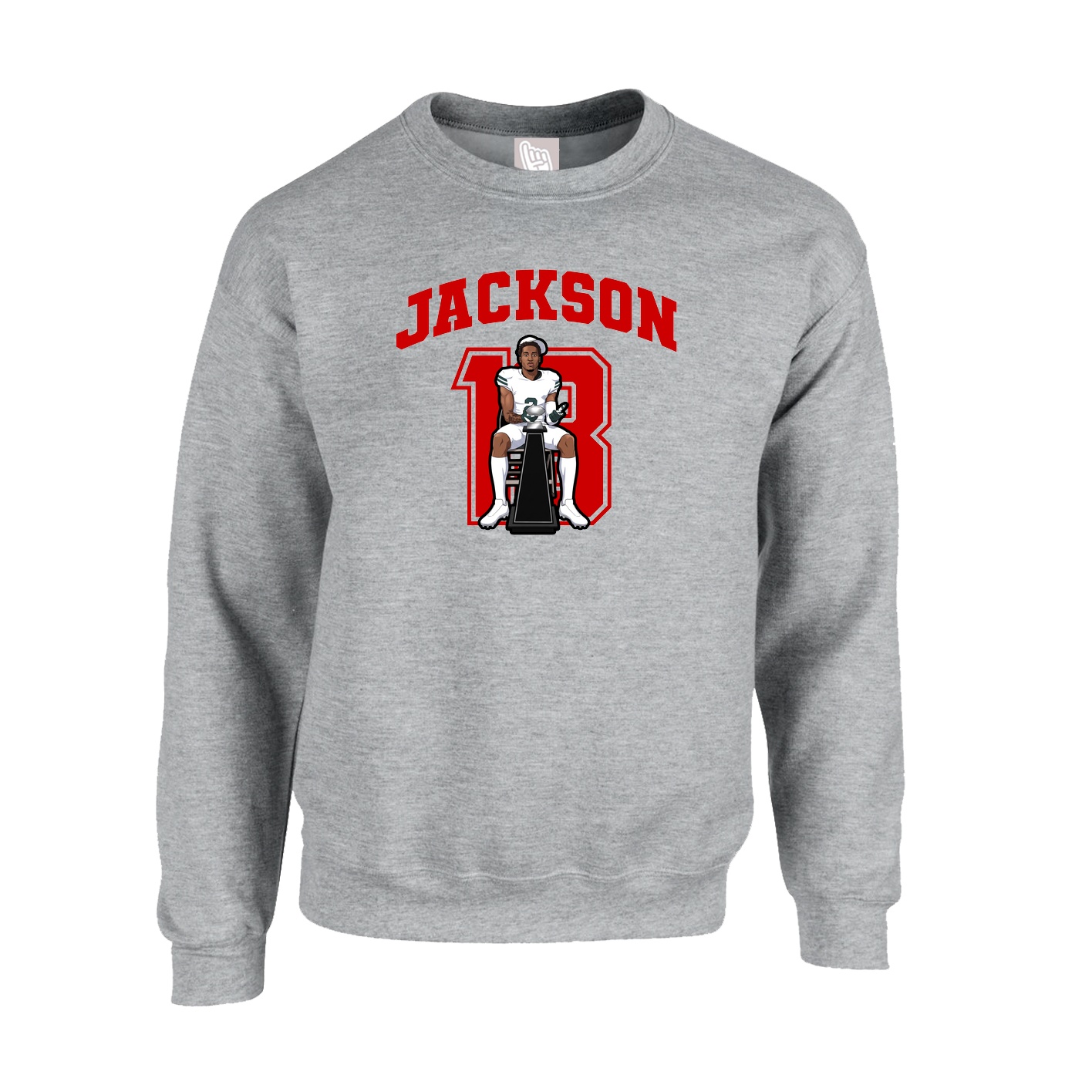 Fleece Crew — Number in Grey