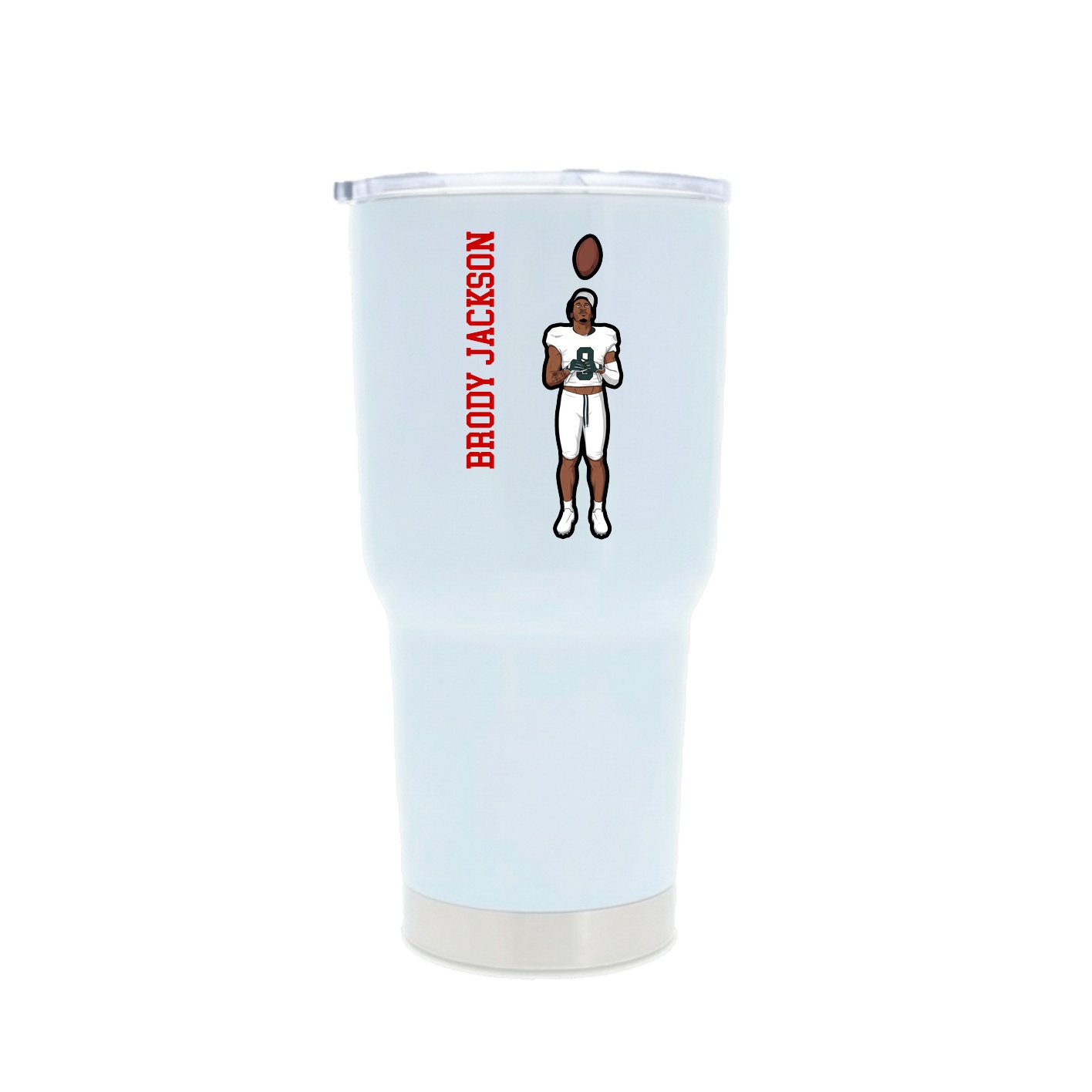 30oz Stainless Steel Tumbler — Name Vertical in White