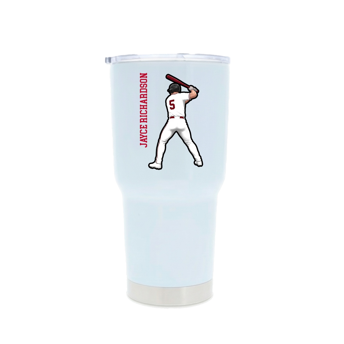 30oz Stainless Steel Tumbler — Name Vertical in White