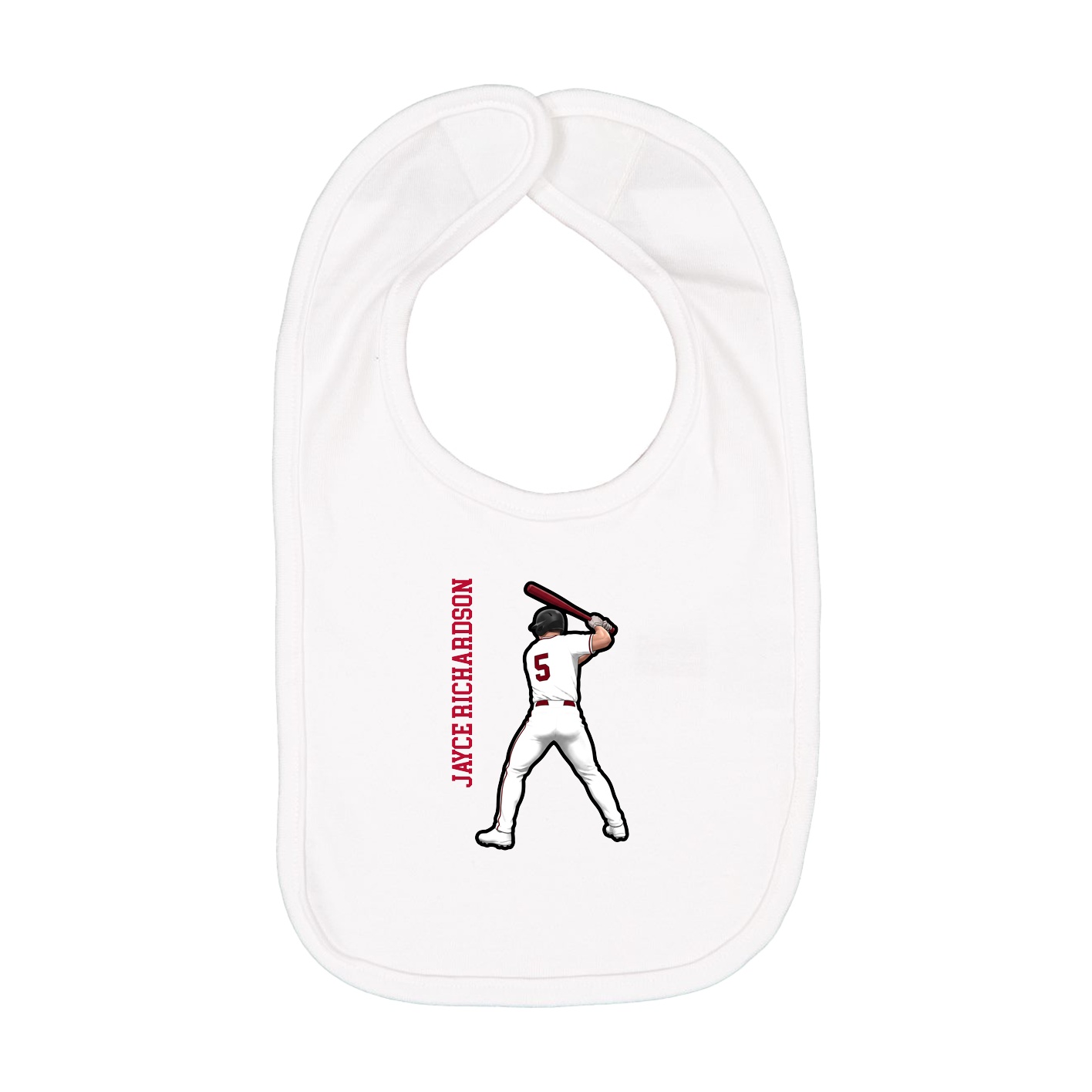 Infant Bib — Name Vertical in White