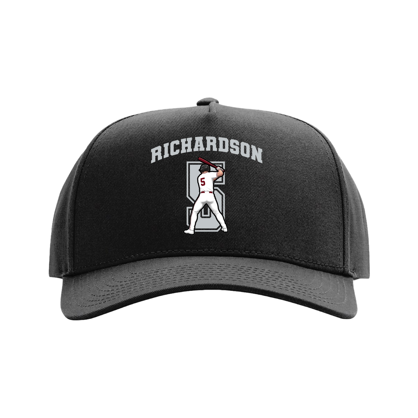 Full Fabric Five-Panel Champ Cap — Number in Black