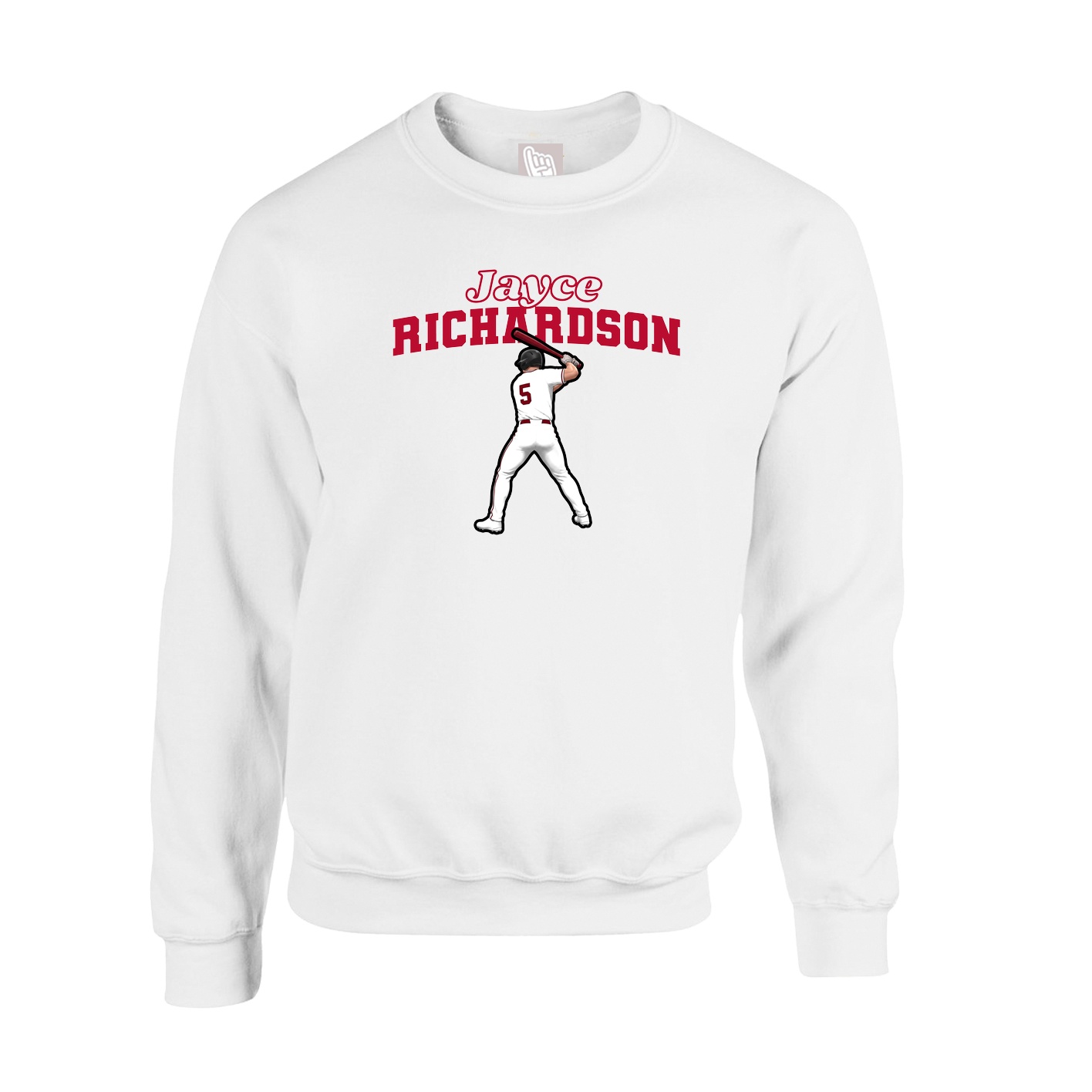 Fleece Crew — Name Arch in White
