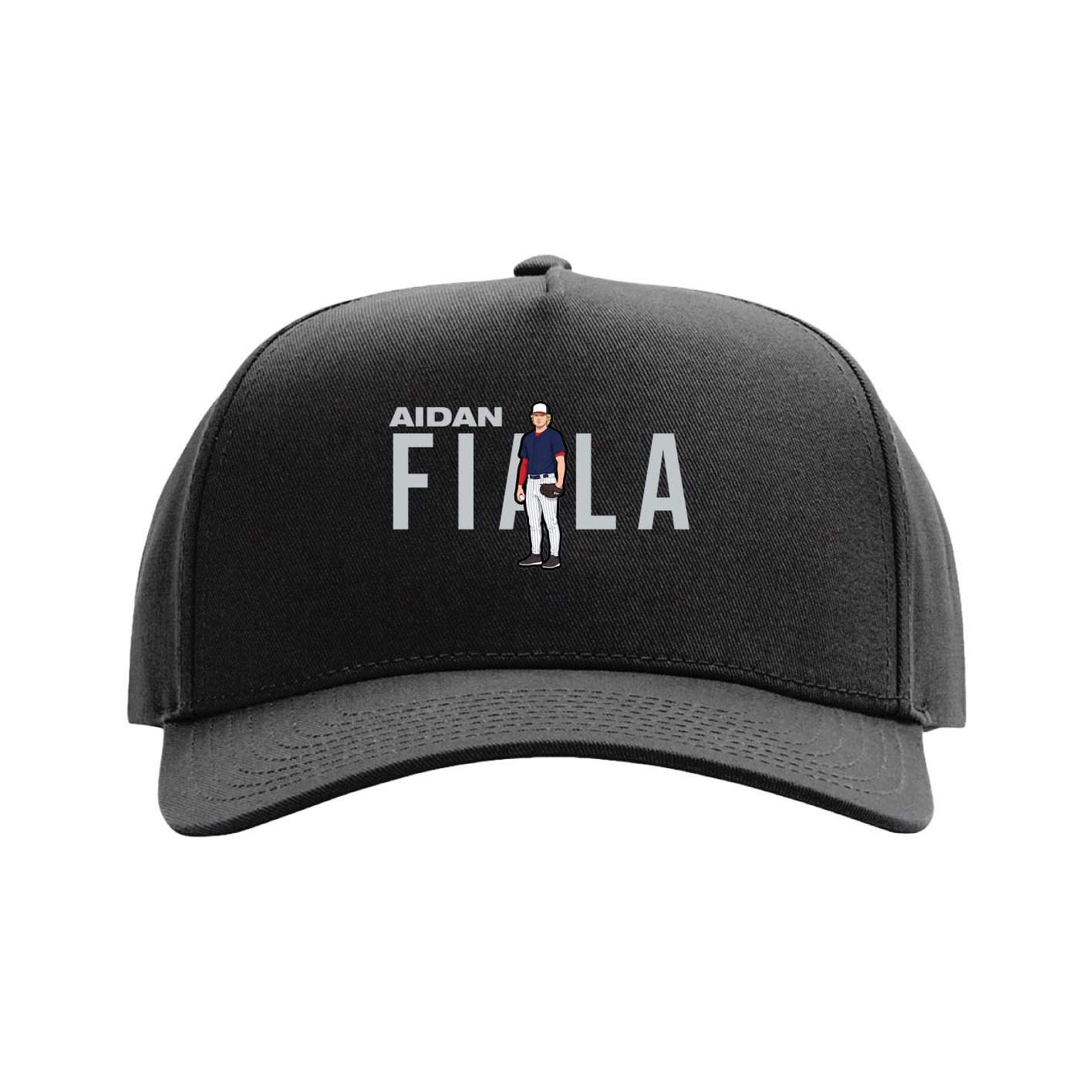 Full Fabric Five-Panel Champ Cap — Player Name in Black