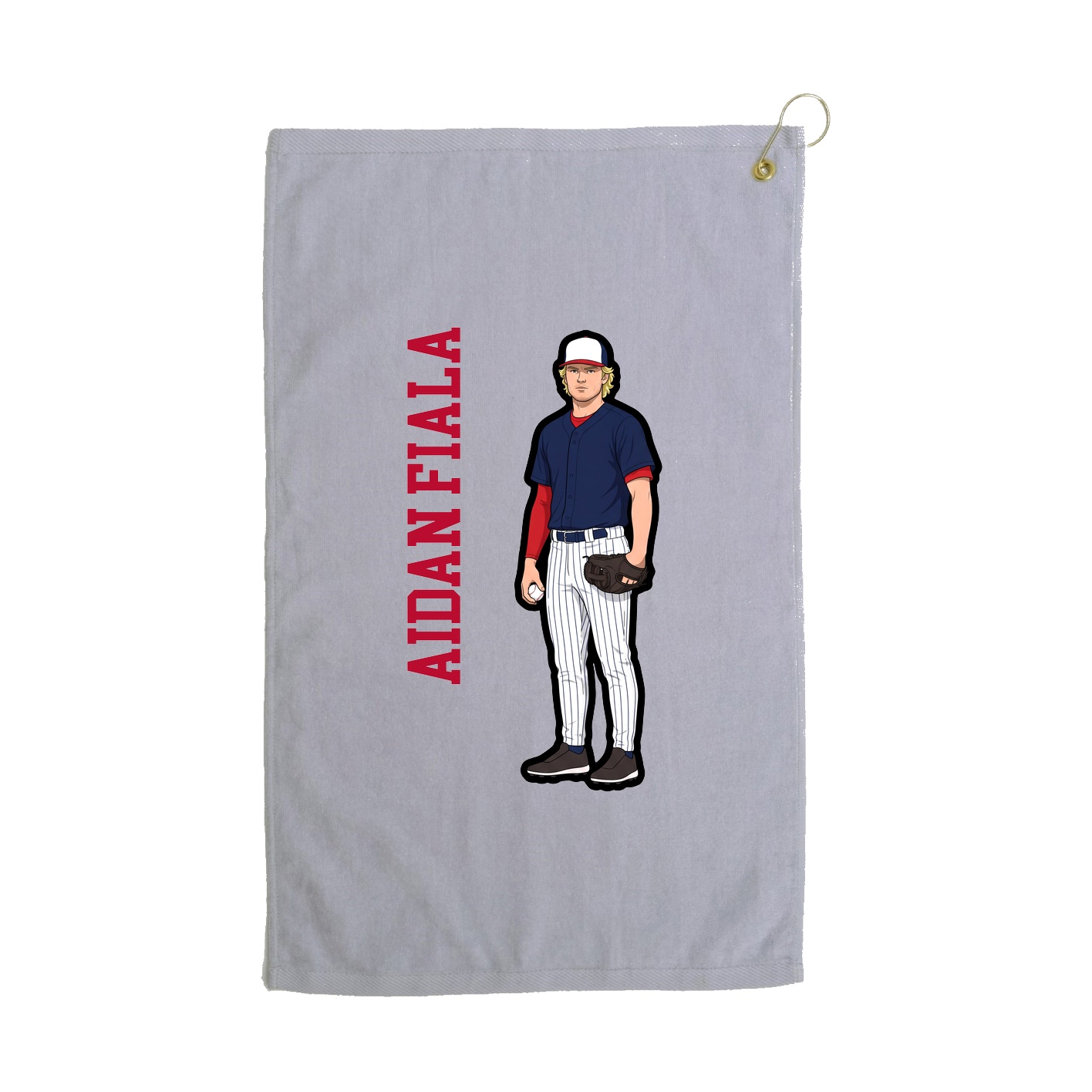 Golf Towel — Name Vertical in Grey
