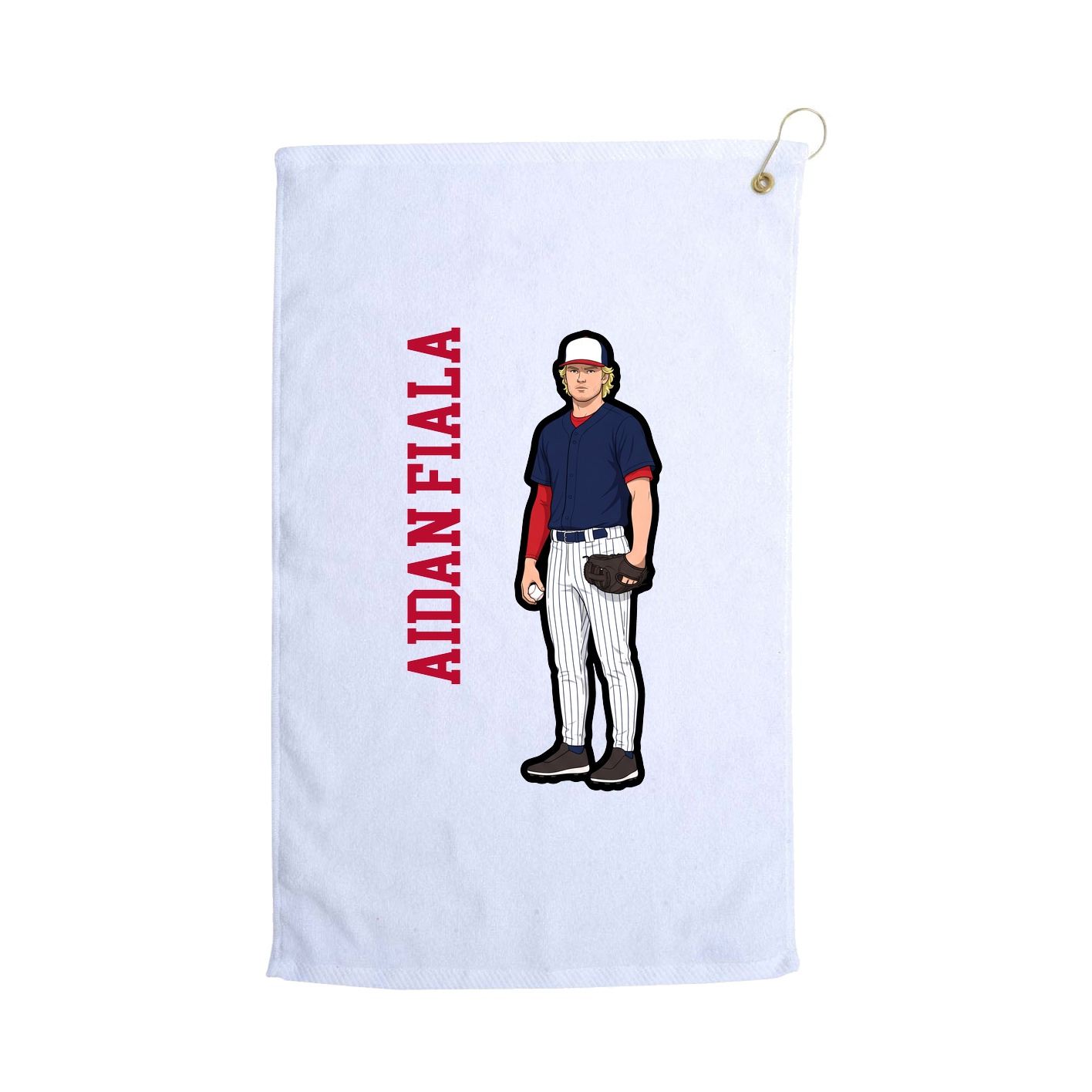 Golf Towel — Name Vertical in White