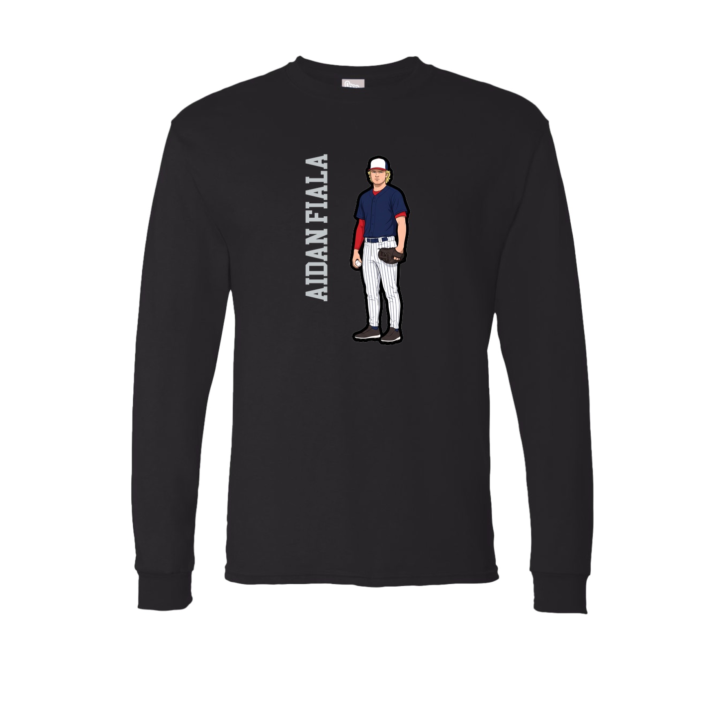 Long Sleeve Tee — Name Vertical in Black
